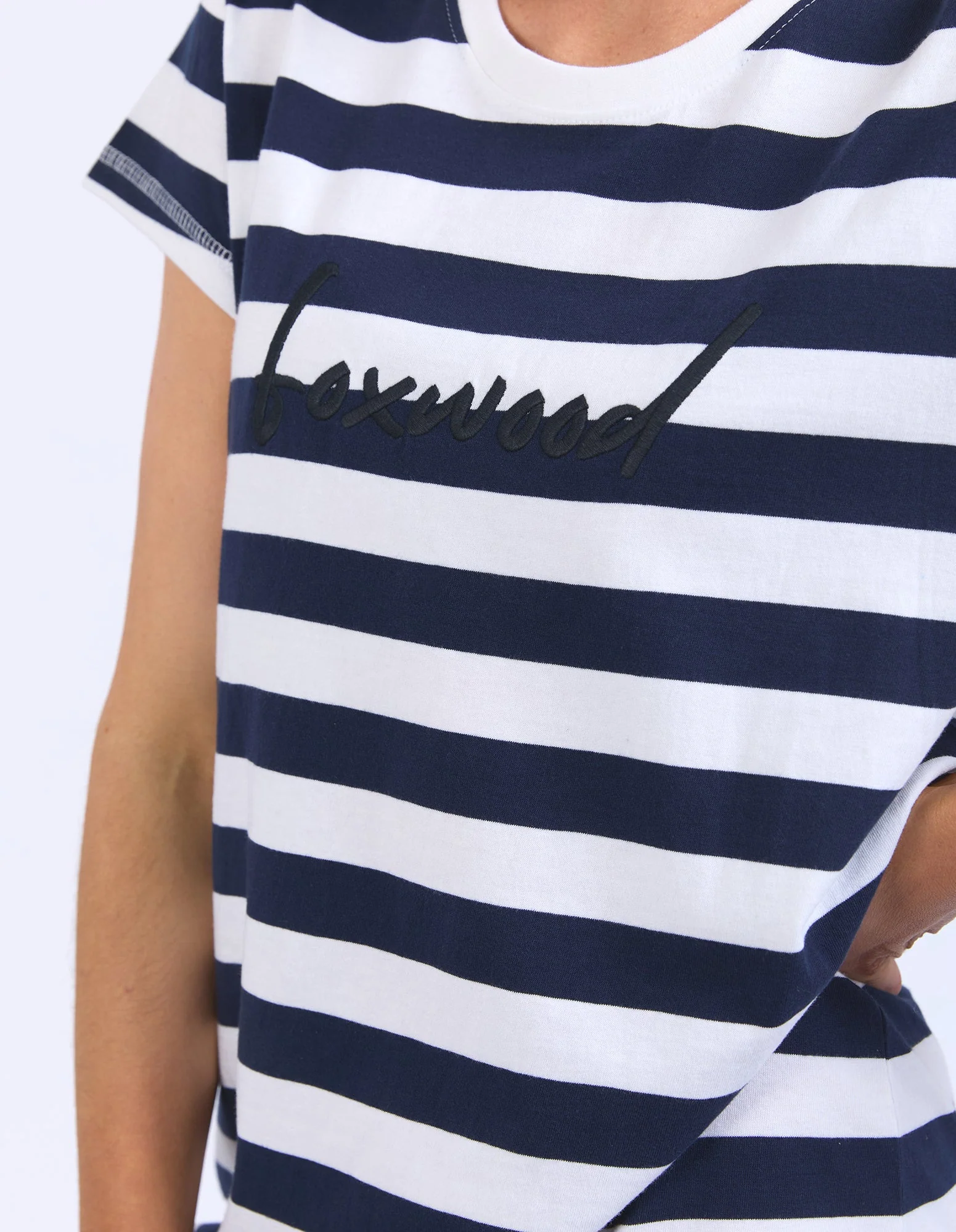 Foxwood Signature Tee Dress Navy White Stripe - Image 3