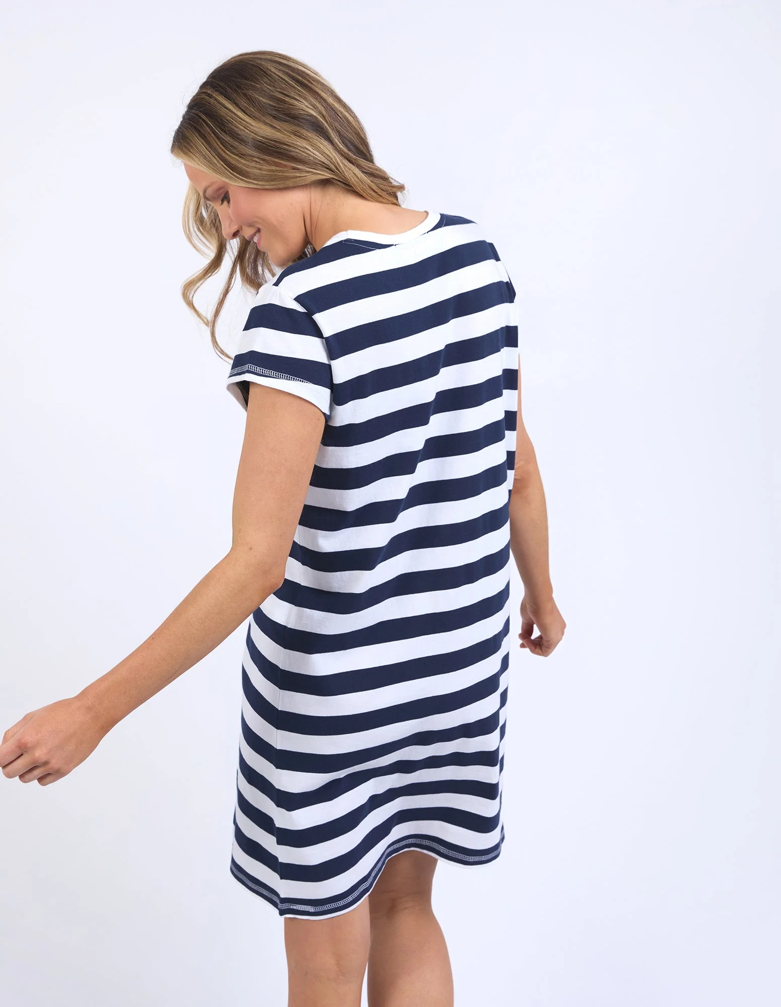 Foxwood Signature Tee Dress Navy White Stripe - Image 6