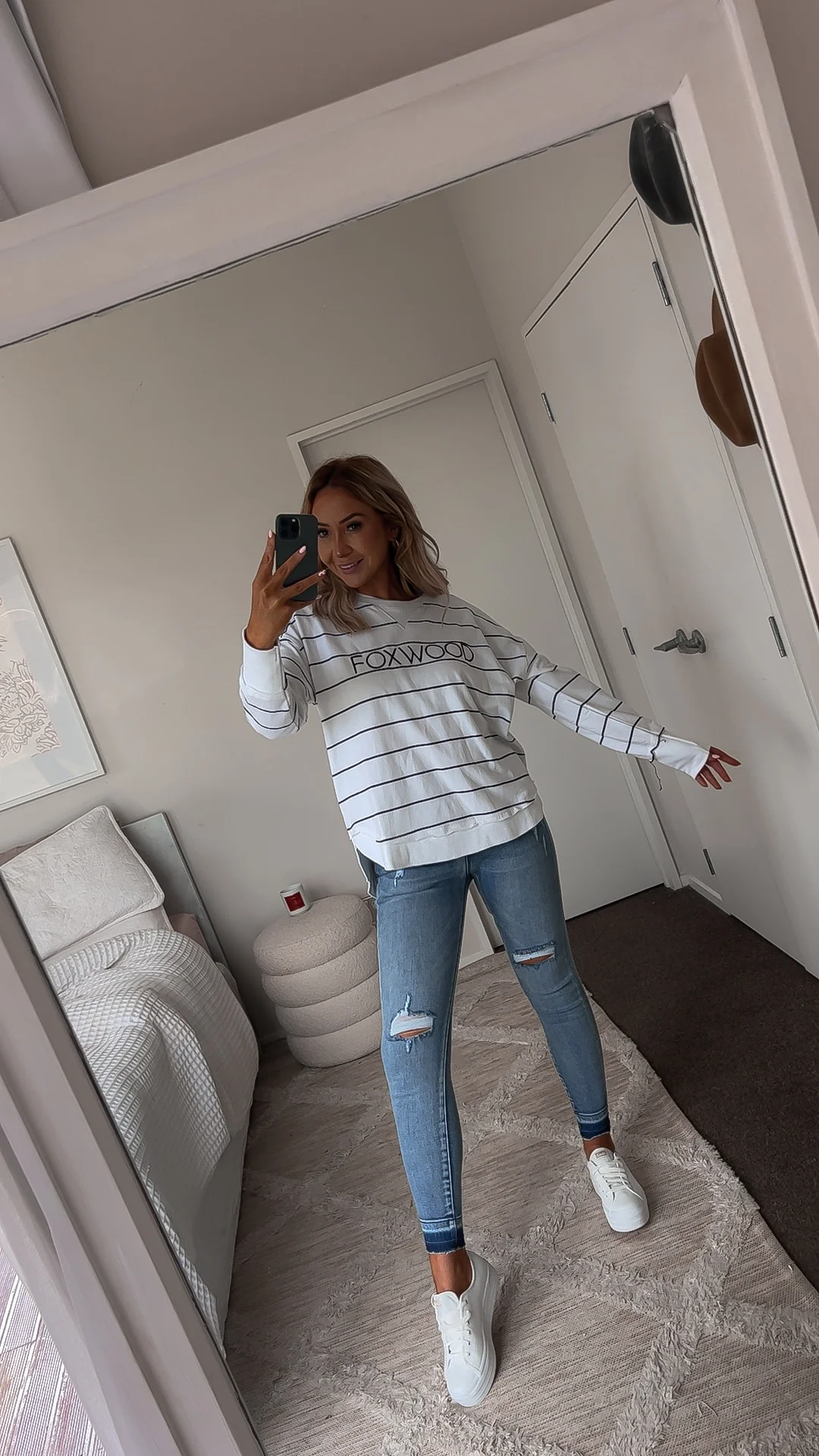 Foxwood Simplified Stripe Crew Navy - Image 2