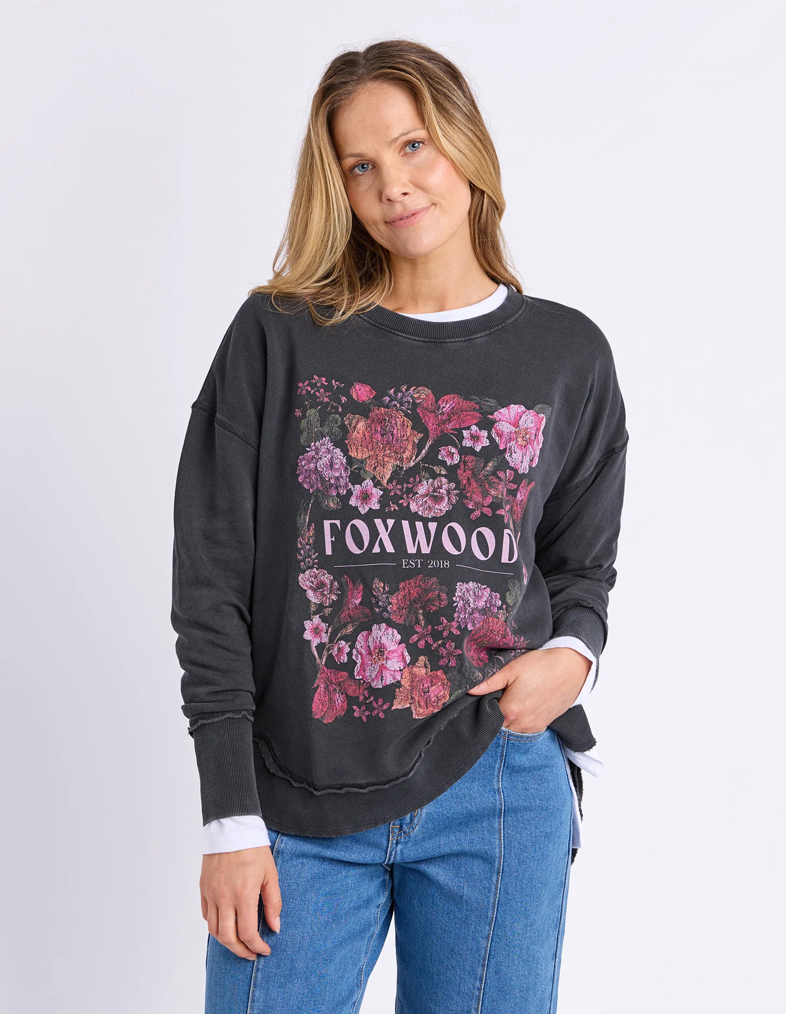 Foxwood Vintage Posy Jumper Washed Black