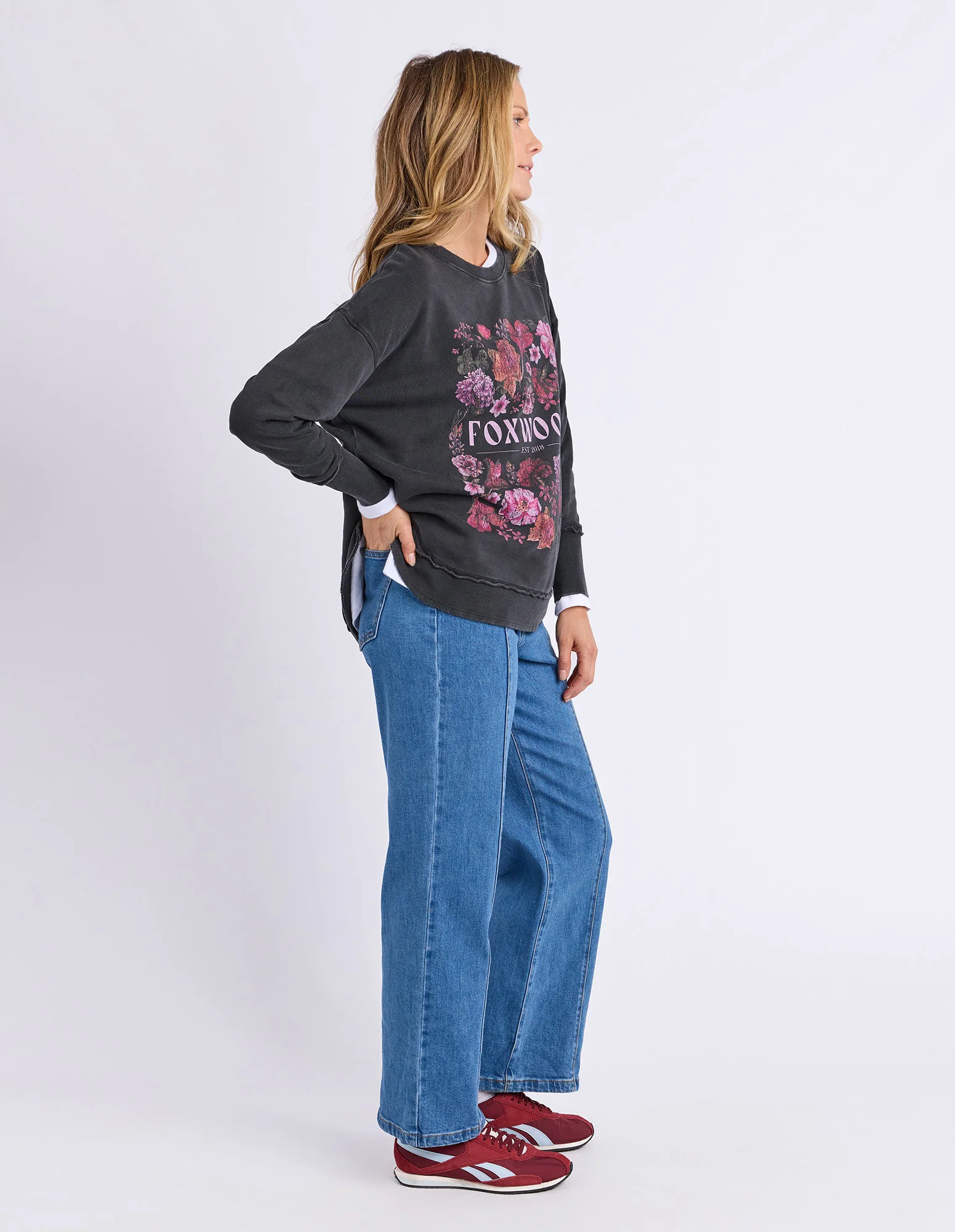 Foxwood Vintage Posy Jumper Washed Black - Image 4