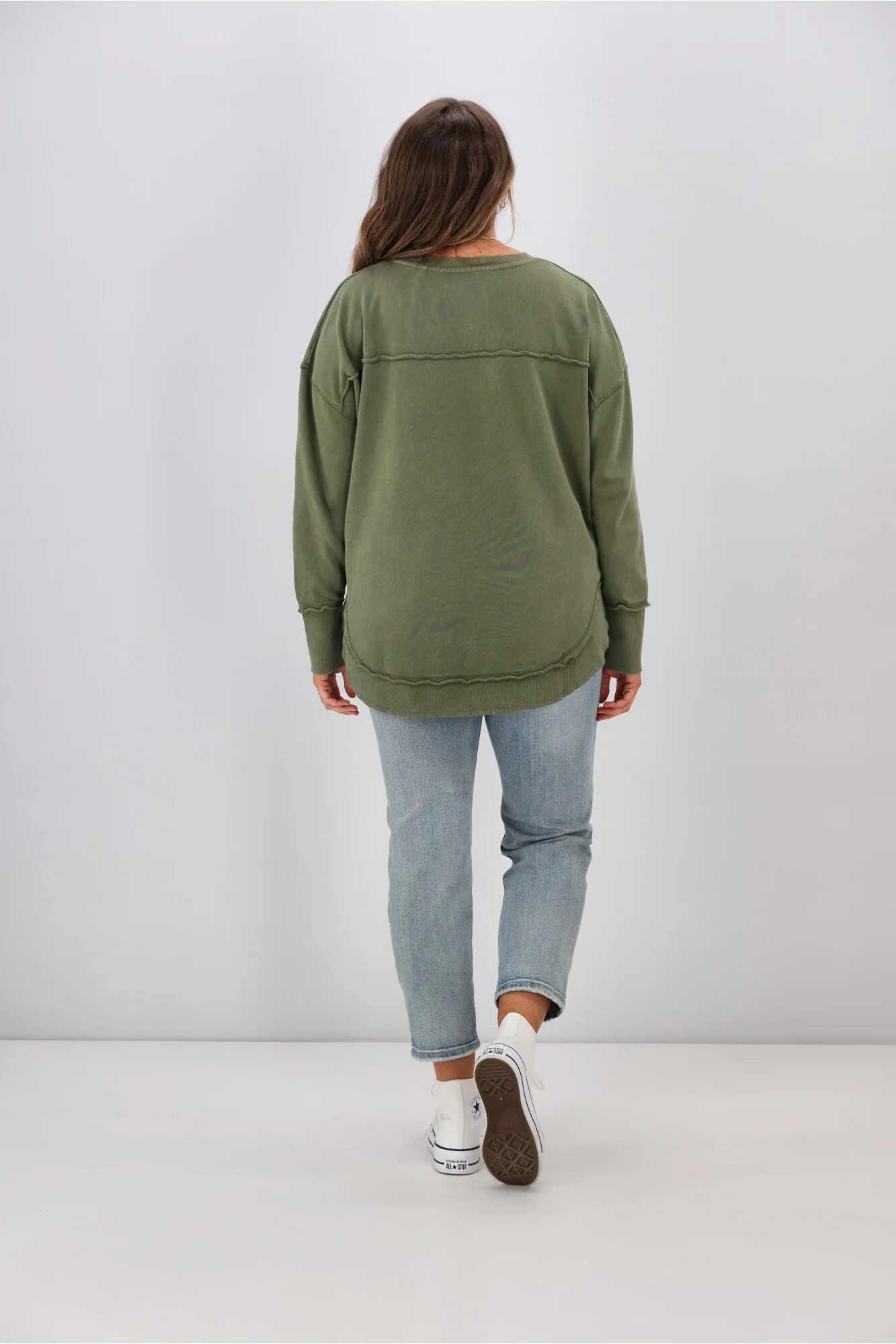 Foxwood Washed Simplified Crew Khaki - Image 11