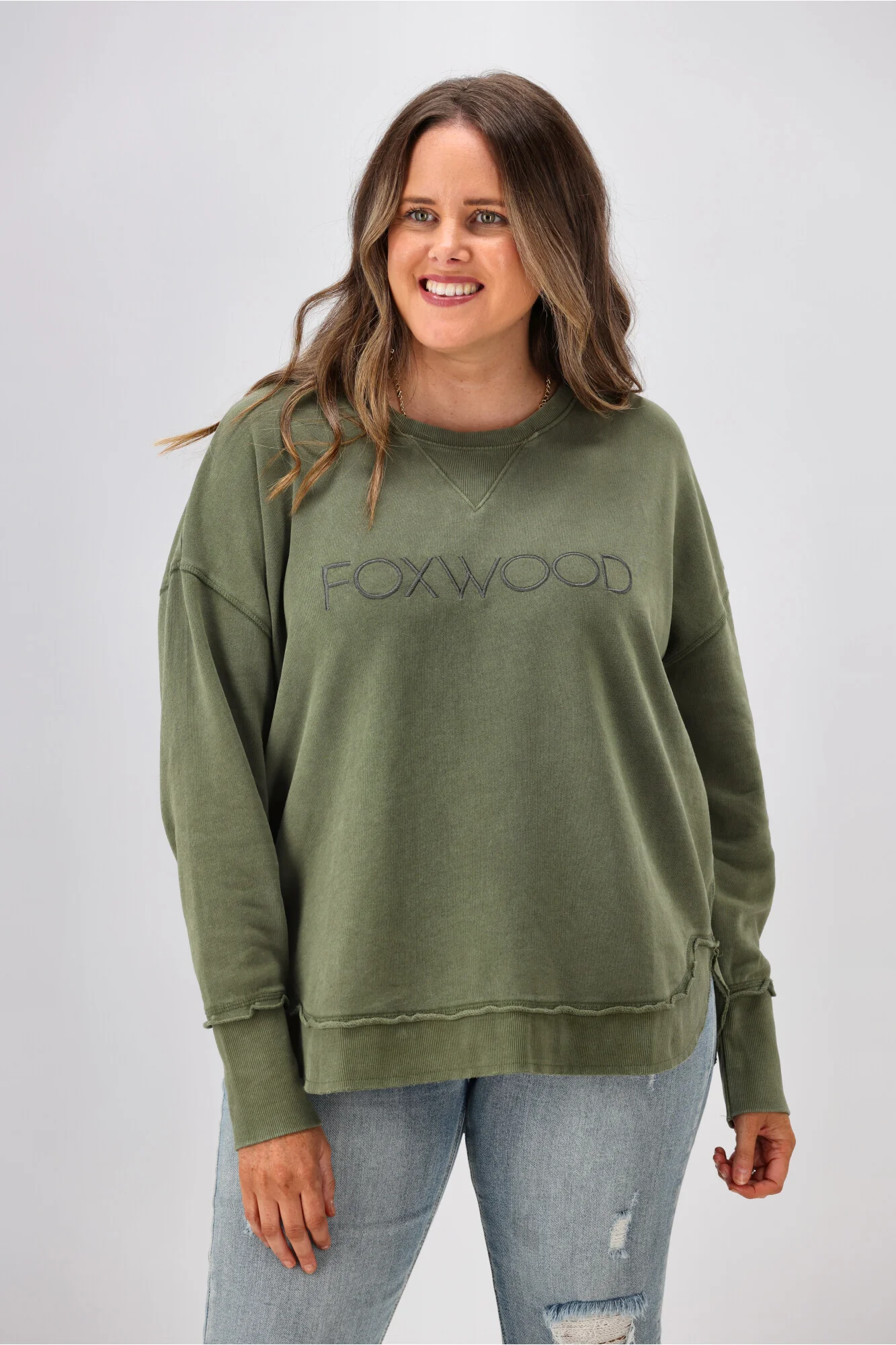Foxwood Washed Simplified Crew Khaki - Image 5