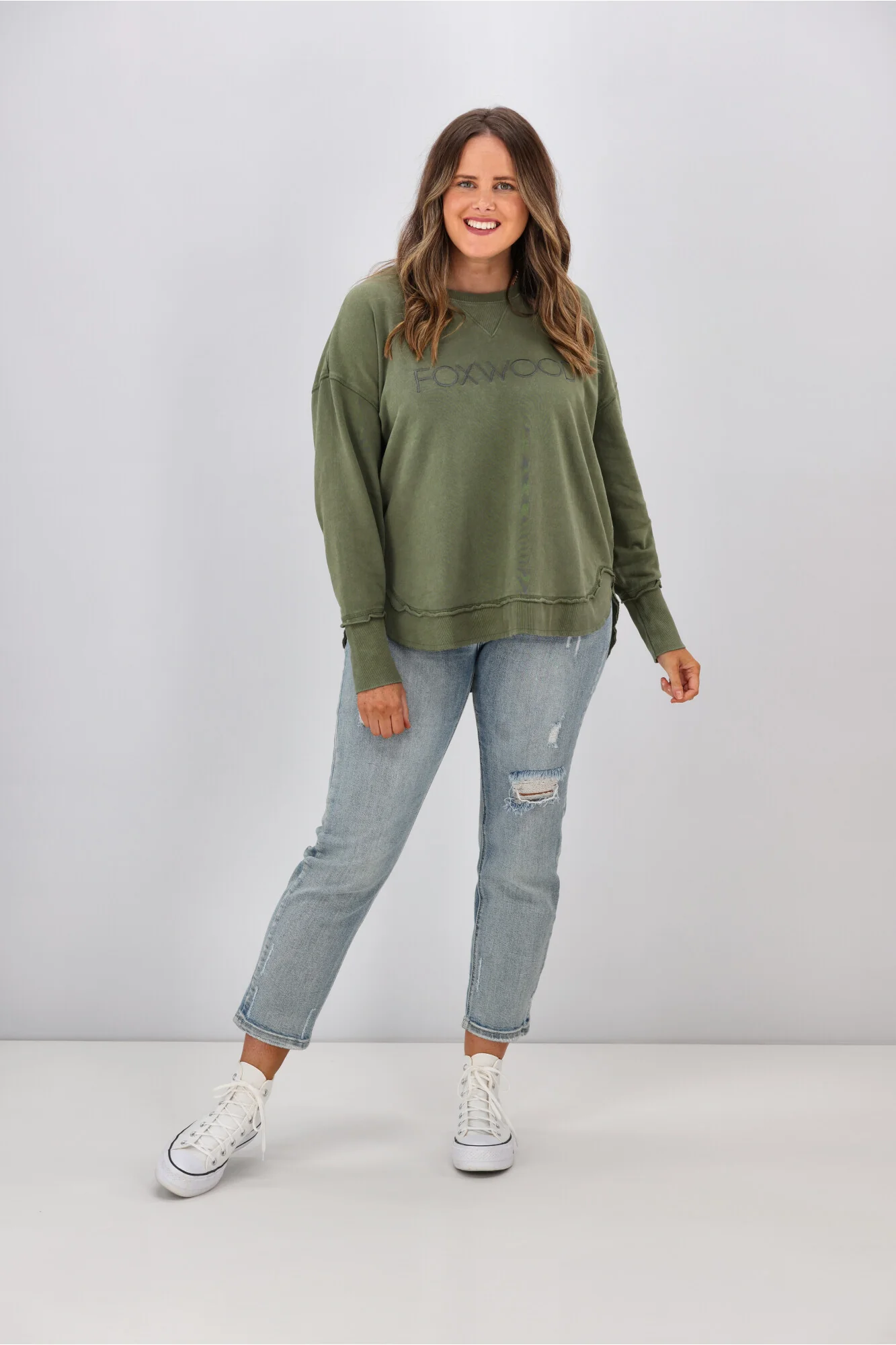 Foxwood Washed Simplified Crew Khaki - Image 7
