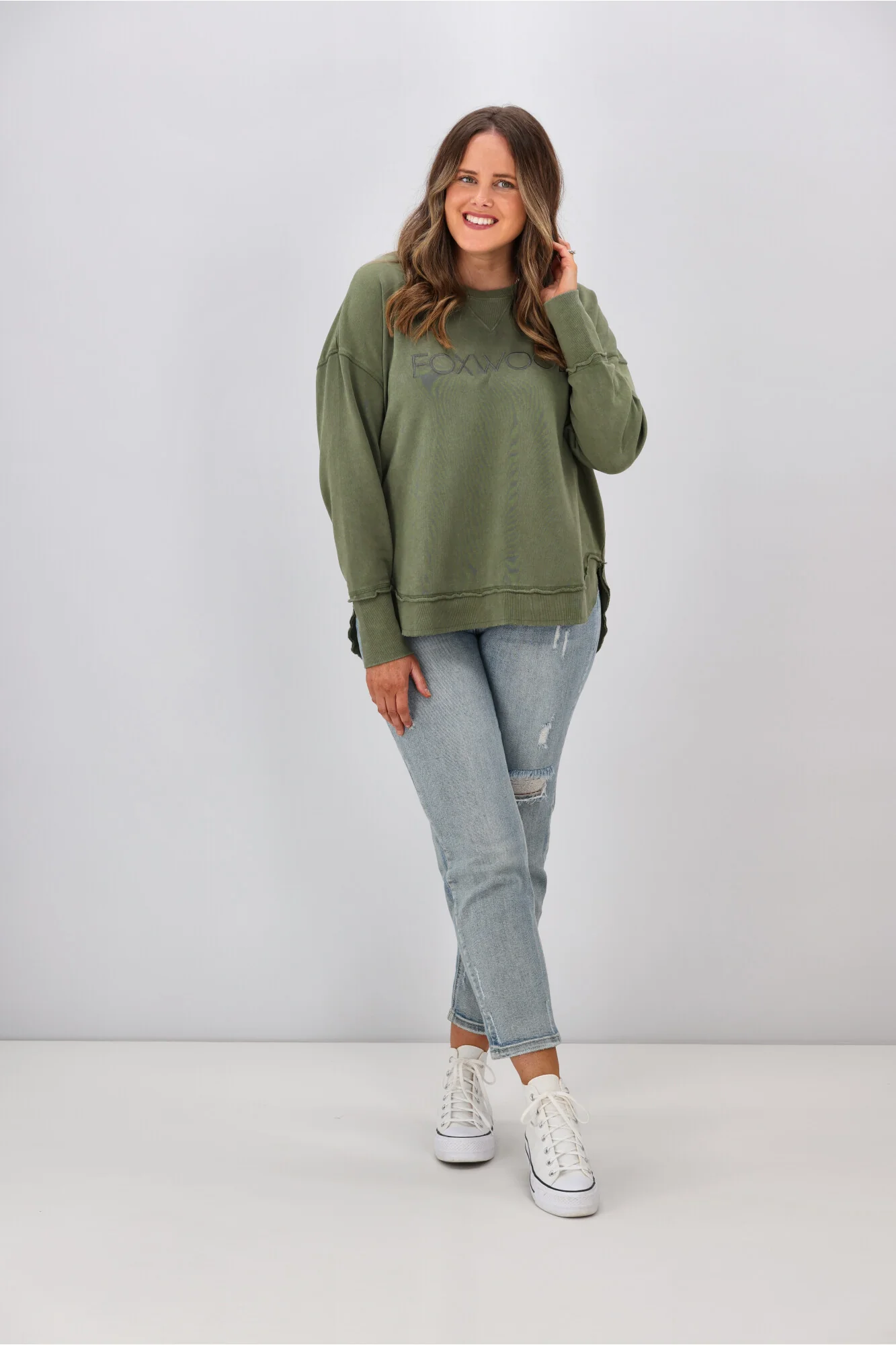 Foxwood Washed Simplified Crew Khaki - Image 8