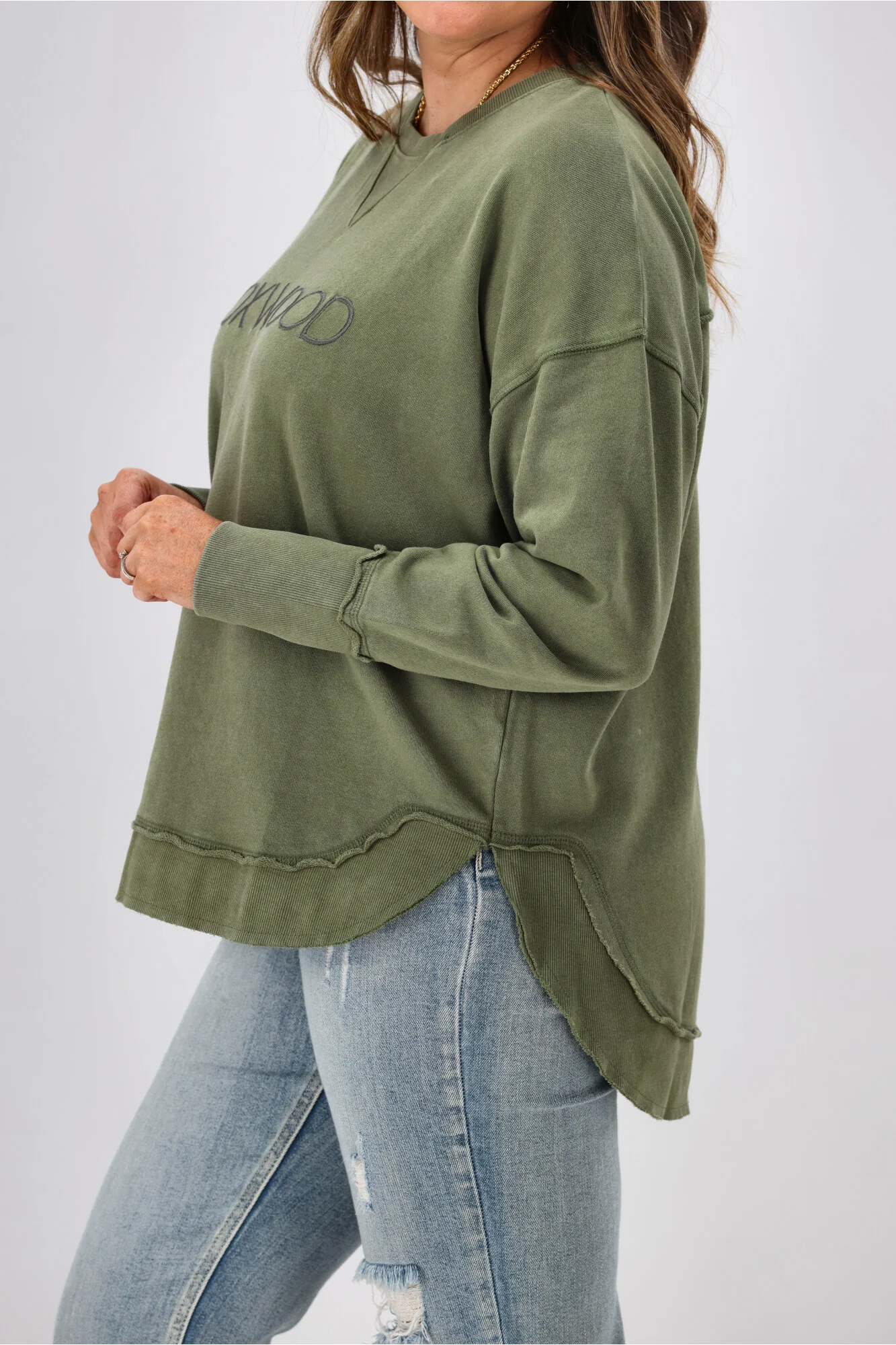 Foxwood Washed Simplified Crew Khaki - Image 9