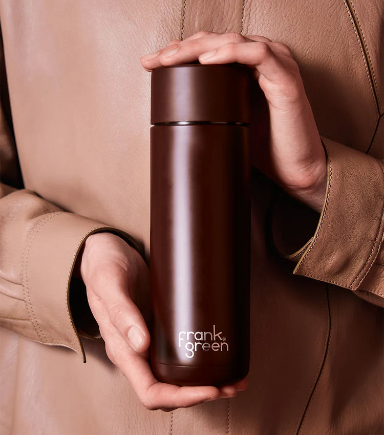 Frank Green 20oz/595ml Reusable Ceramic Bottle Straw Lid Chocolate - Image 2
