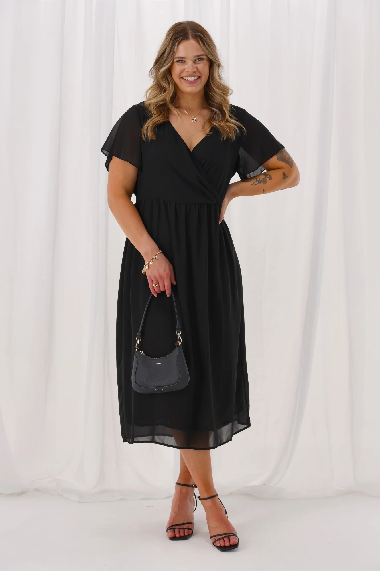 Gloss by Shine On Bradley Wrap Front Dress Black