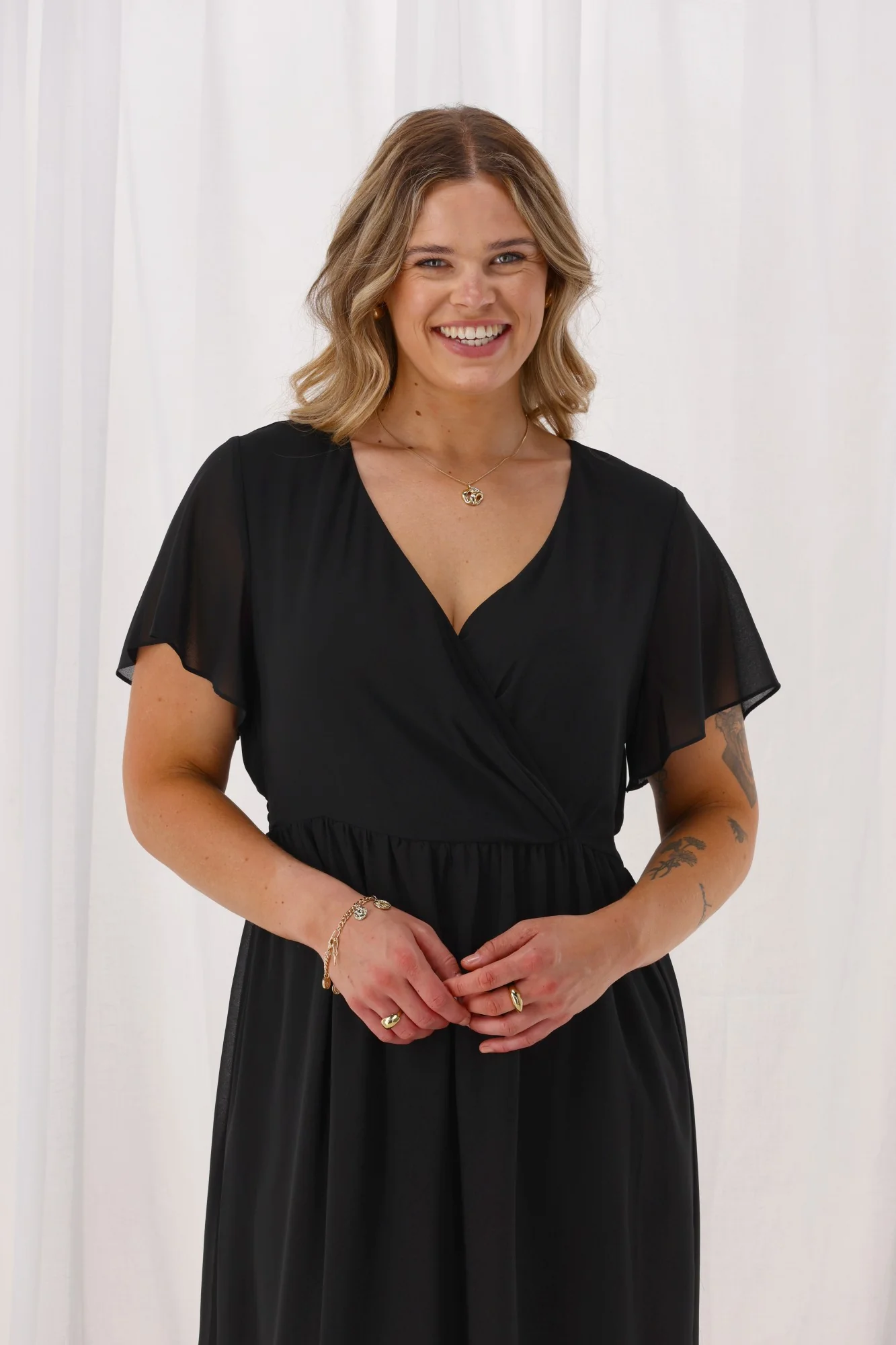 Gloss by Shine On Bradley Wrap Front Dress Black - Image 2