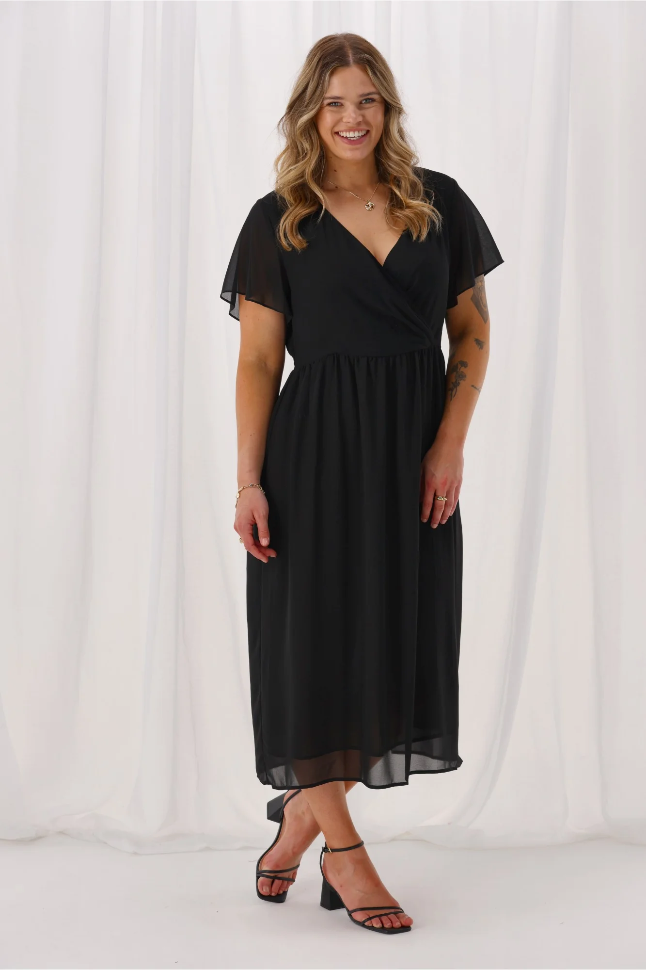 Gloss by Shine On Bradley Wrap Front Dress Black - Image 3