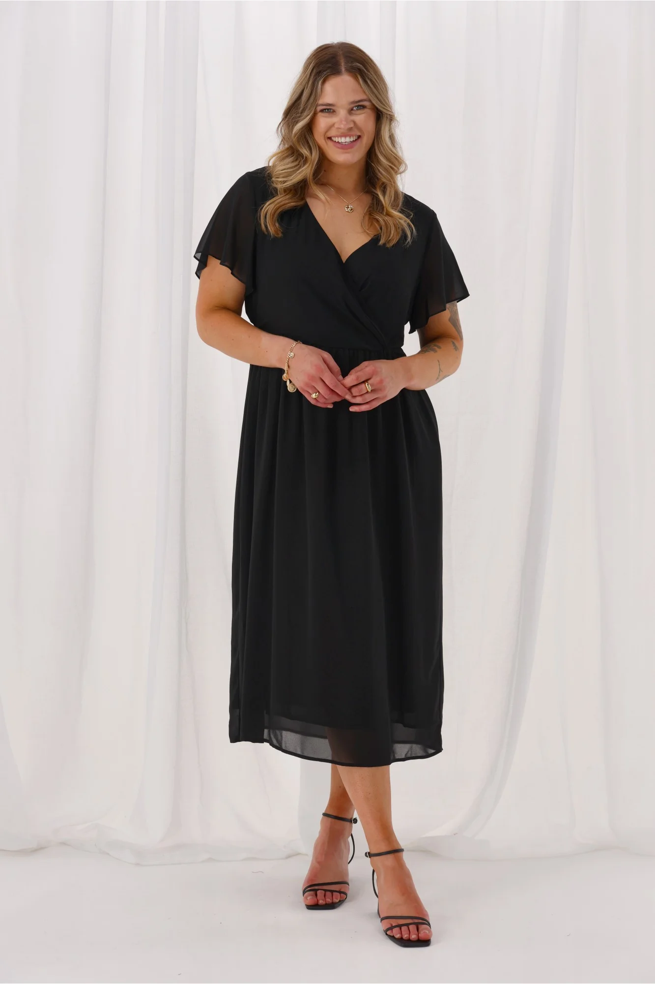 Gloss by Shine On Bradley Wrap Front Dress Black - Image 4