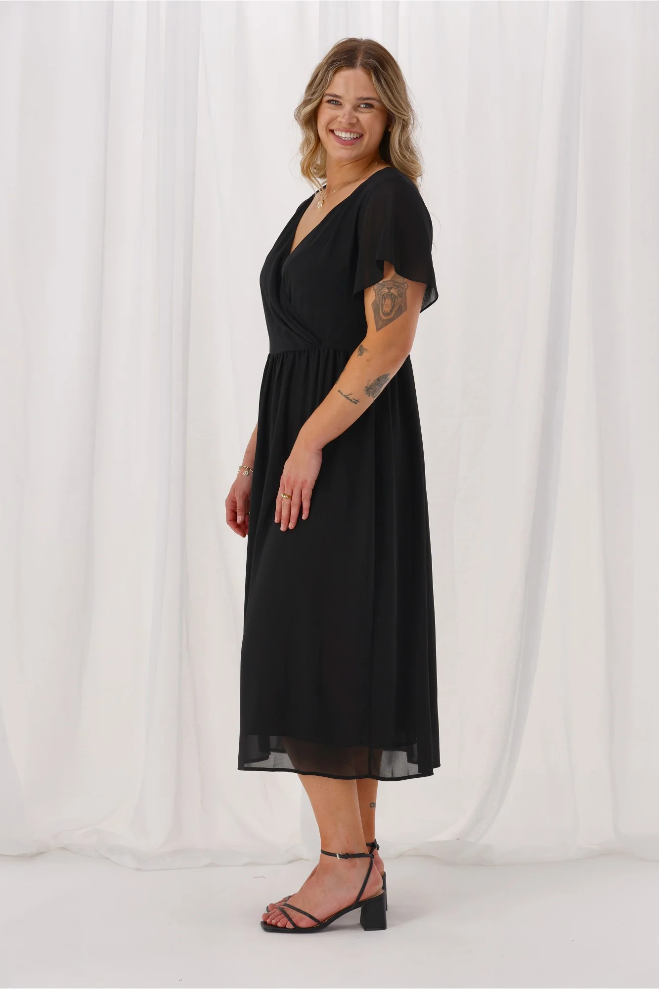 Gloss by Shine On Bradley Wrap Front Dress Black - Image 5