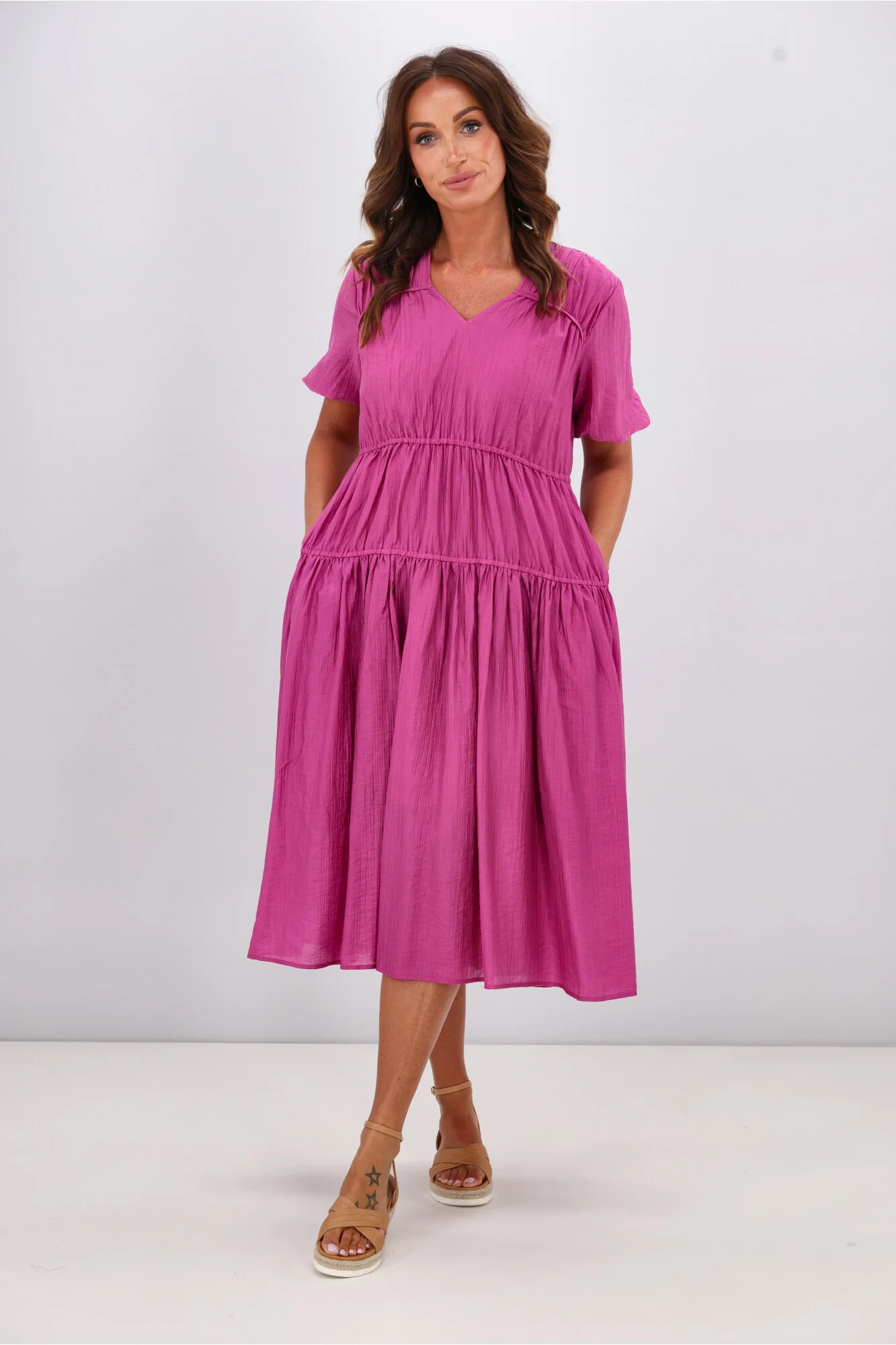 Gloss by Shine On Briony Tiered Dress Pink - Image 3