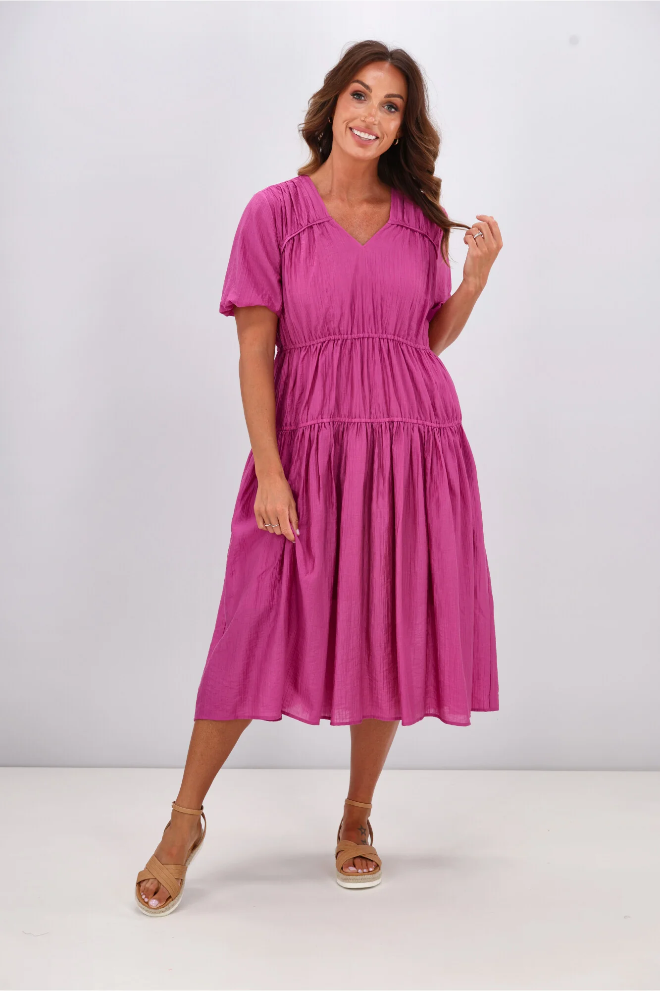Gloss by Shine On Briony Tiered Dress Pink - Image 4