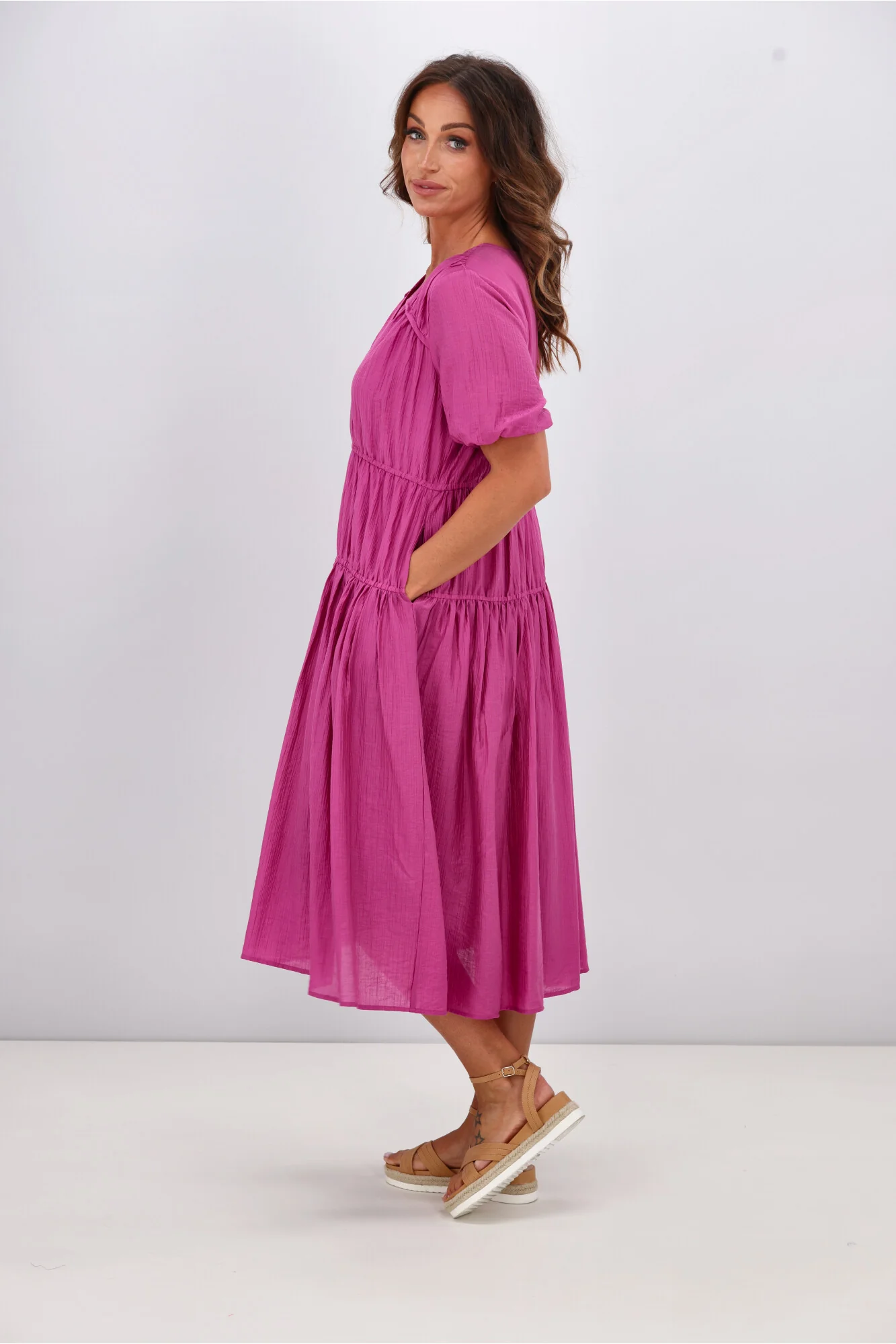 Gloss by Shine On Briony Tiered Dress Pink - Image 5