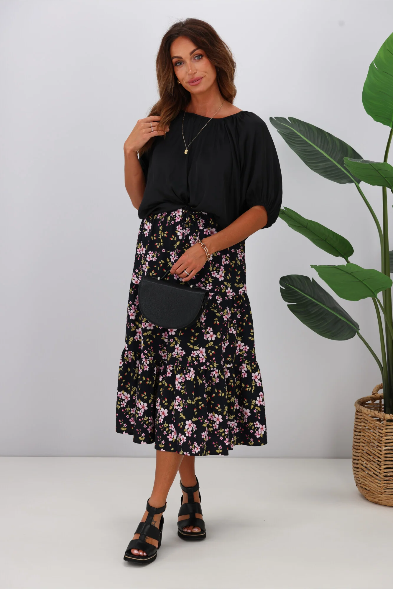 Gloss by Shine On Eve Satin Gathered Top Black - Image 7