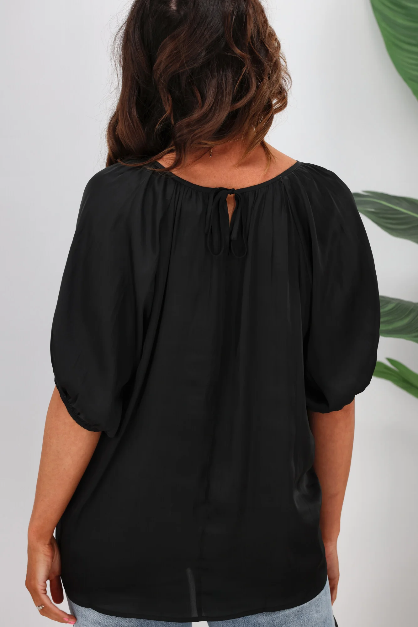 Gloss by Shine On Eve Satin Gathered Top Black - Image 9