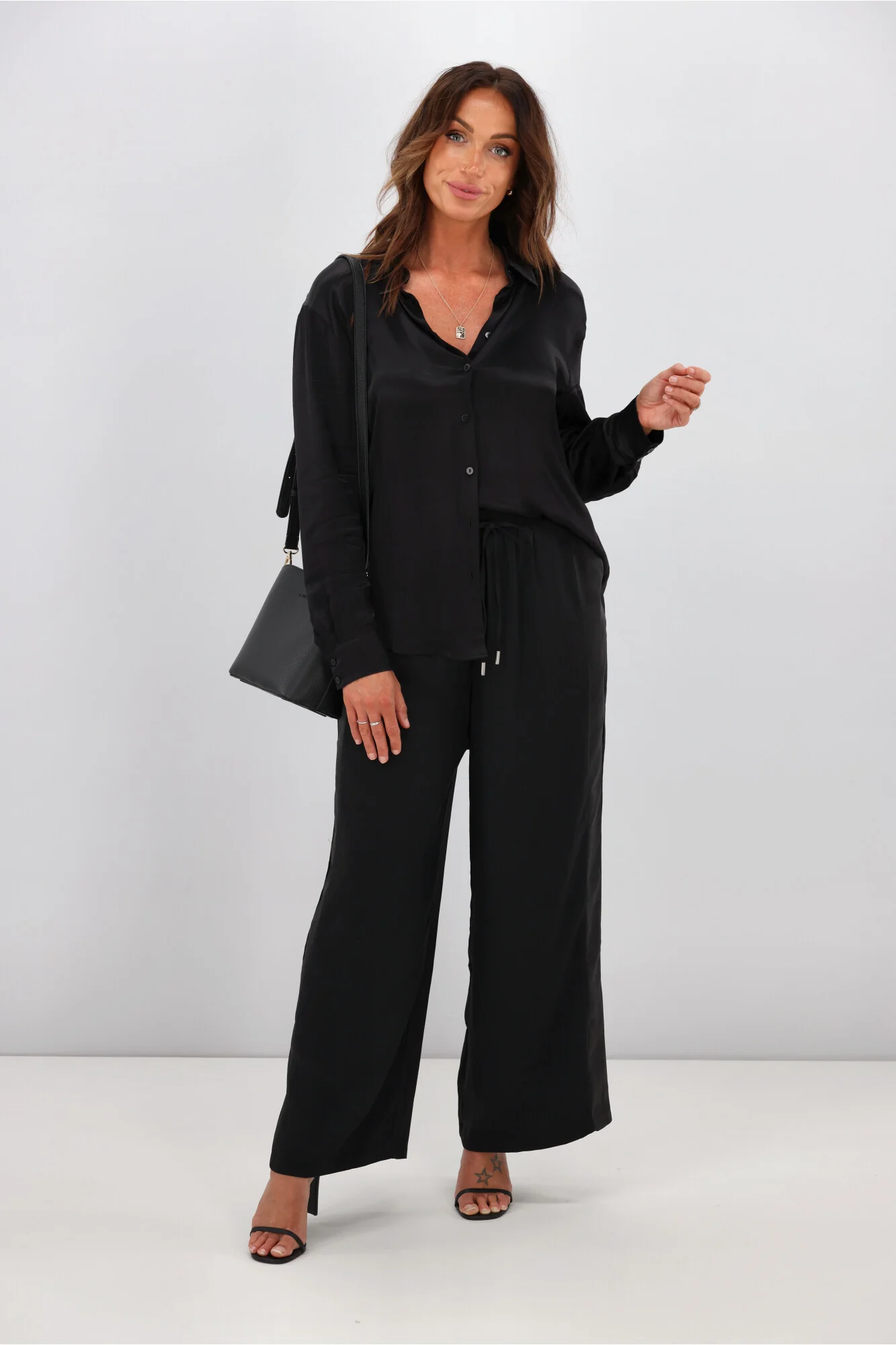 Gloss by Shine On Havanna Satin Stripe Pants Black - Image 7