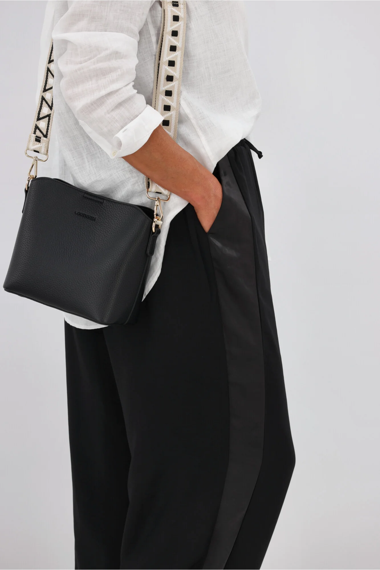 Gloss by Shine On Havanna Satin Stripe Pants Black - Image 9