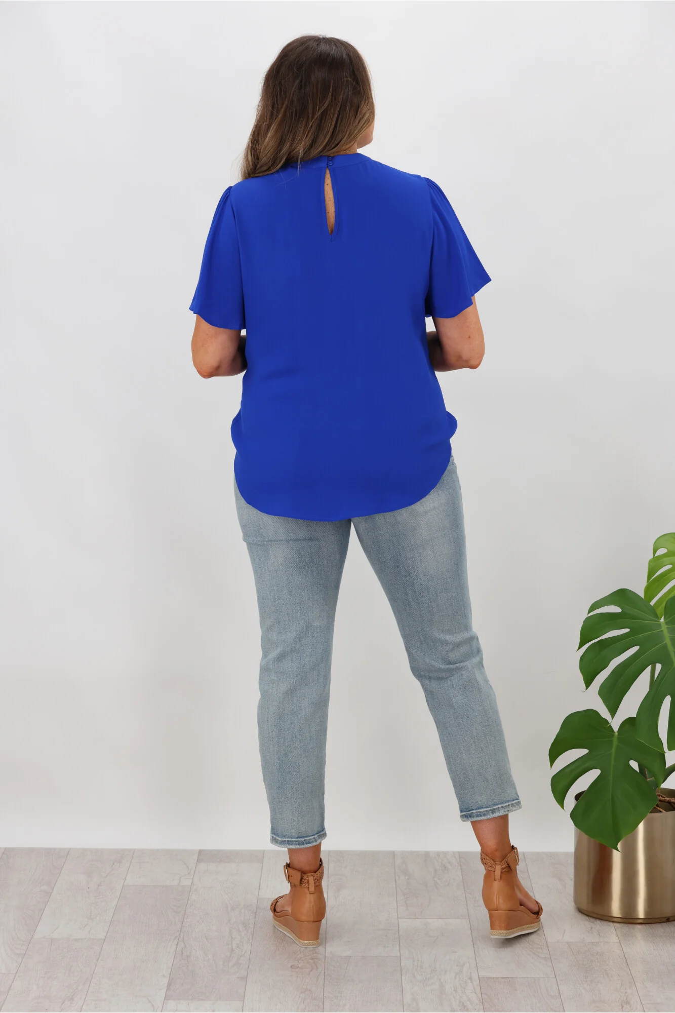 Gloss by Shine On Maria Crossover Front High Neck Blouse Cobalt - Image 6