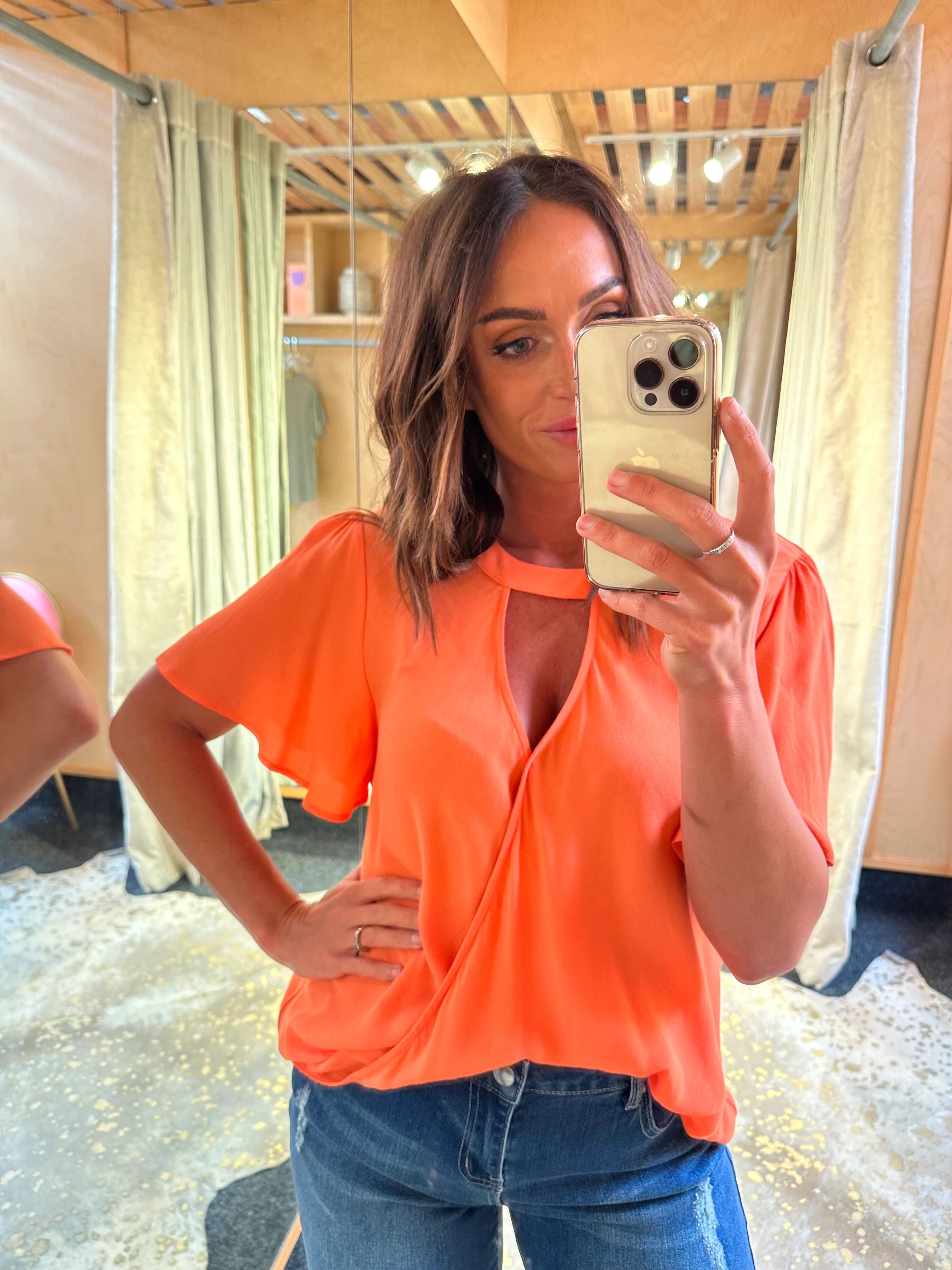 Gloss by Shine On Maria Crossover Front High Neck Blouse Tomato - Image 4