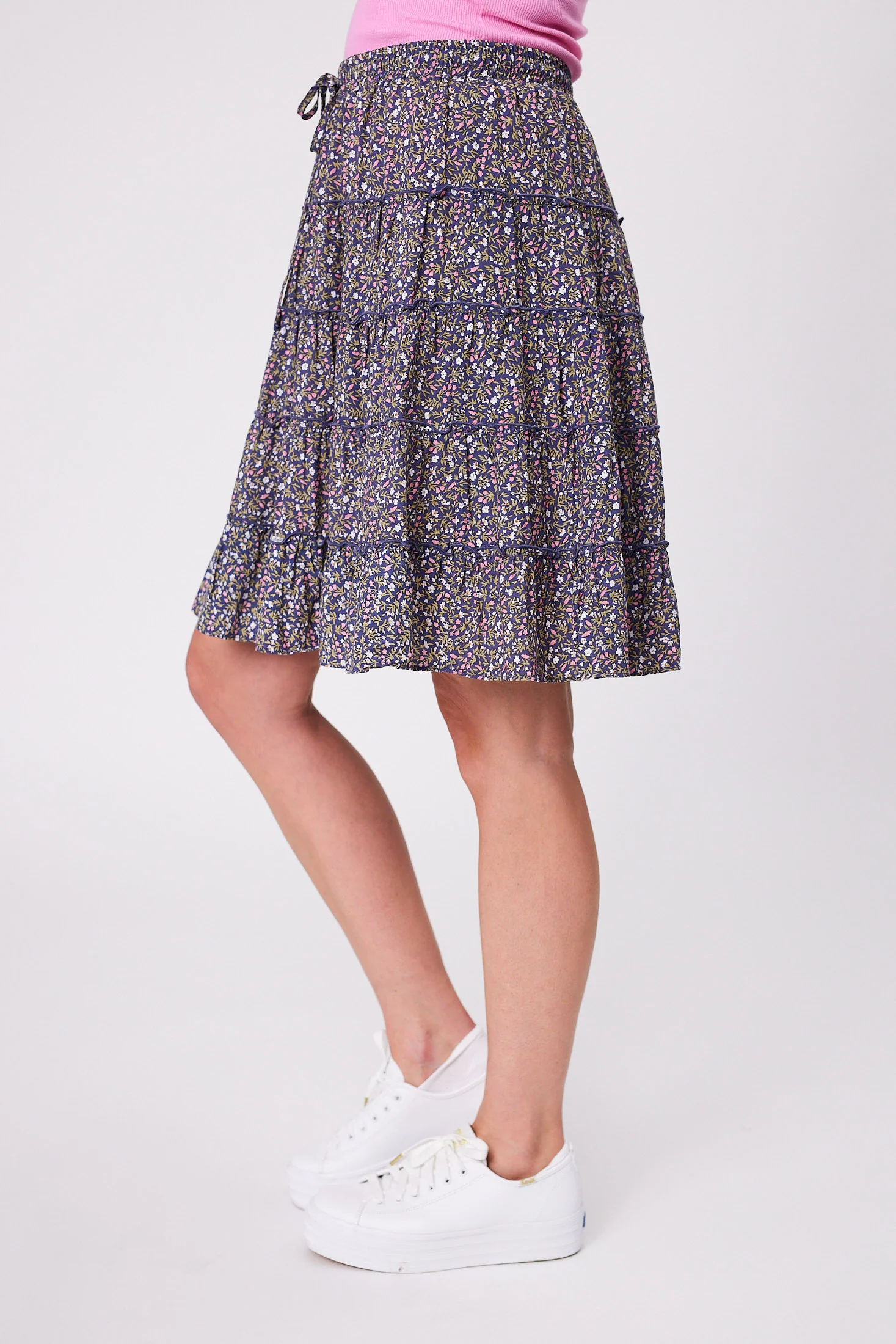 Gloss by Shine On Mirielle Mini Skirt Black Blue Floral - Image 5