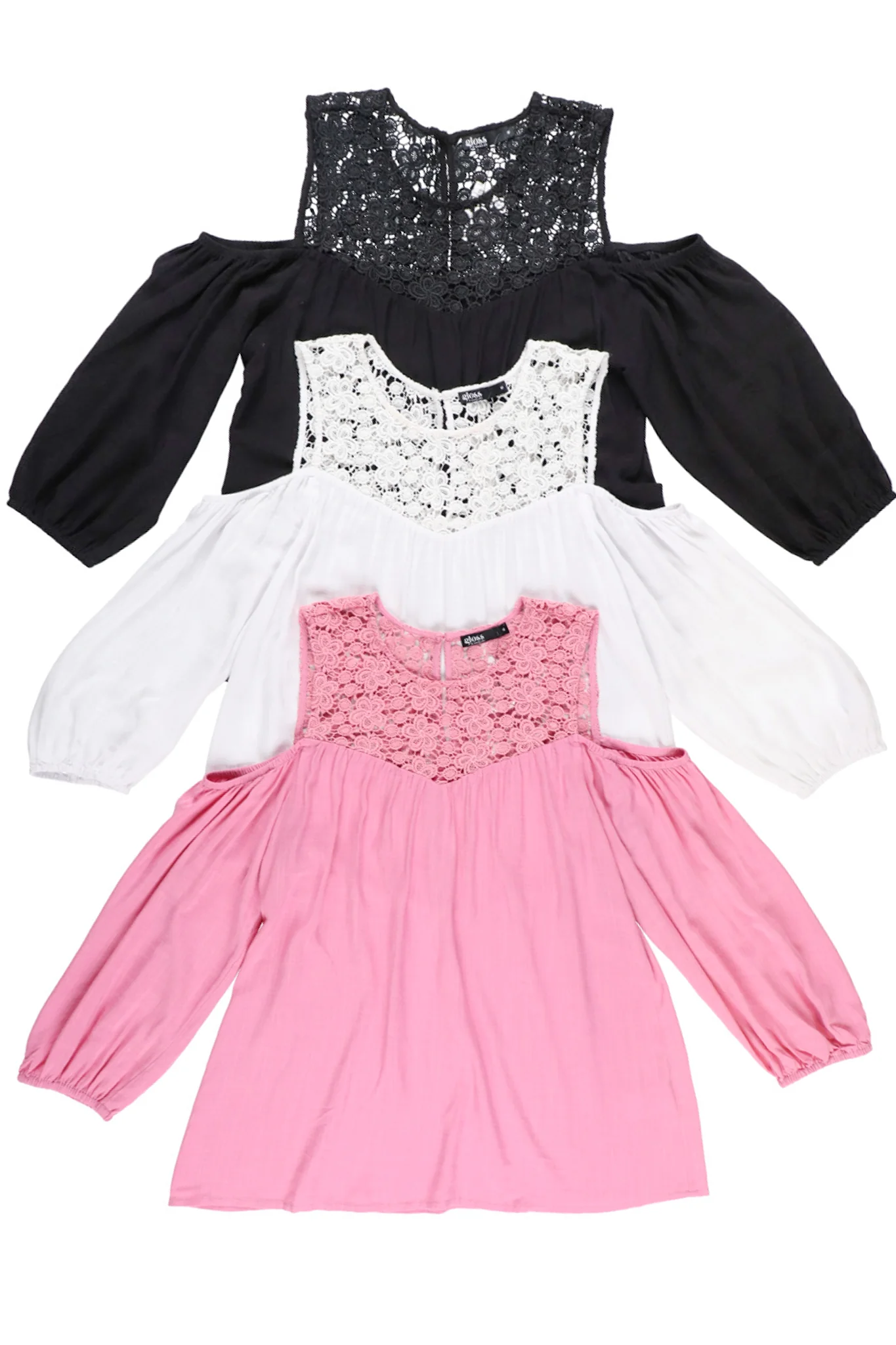 Gloss by Shine On Tayla Lace Cold Shoulder Top Pink - Image 6
