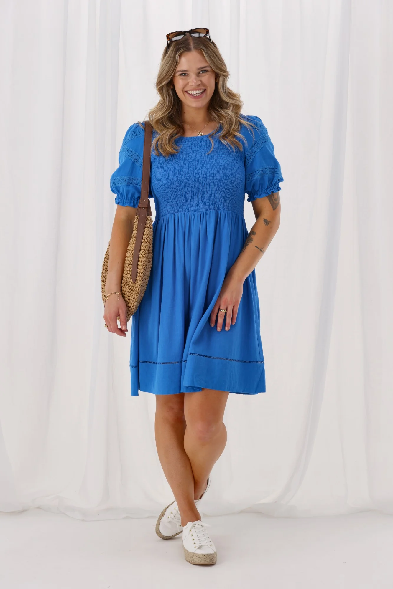 Gloss by Shine On Tennesse Sleeve Detail Dress Blue