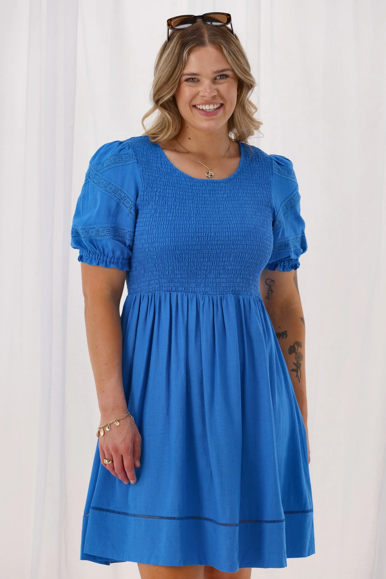 Gloss by Shine On Tennesse Sleeve Detail Dress Blue - Image 2