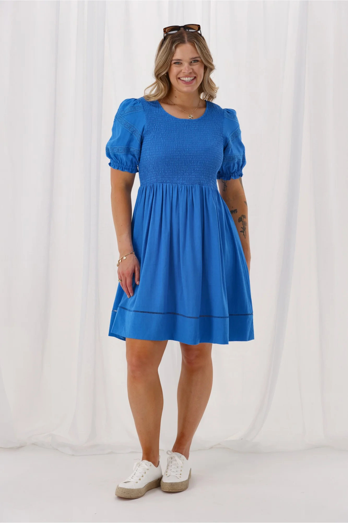 Gloss by Shine On Tennesse Sleeve Detail Dress Blue - Image 4