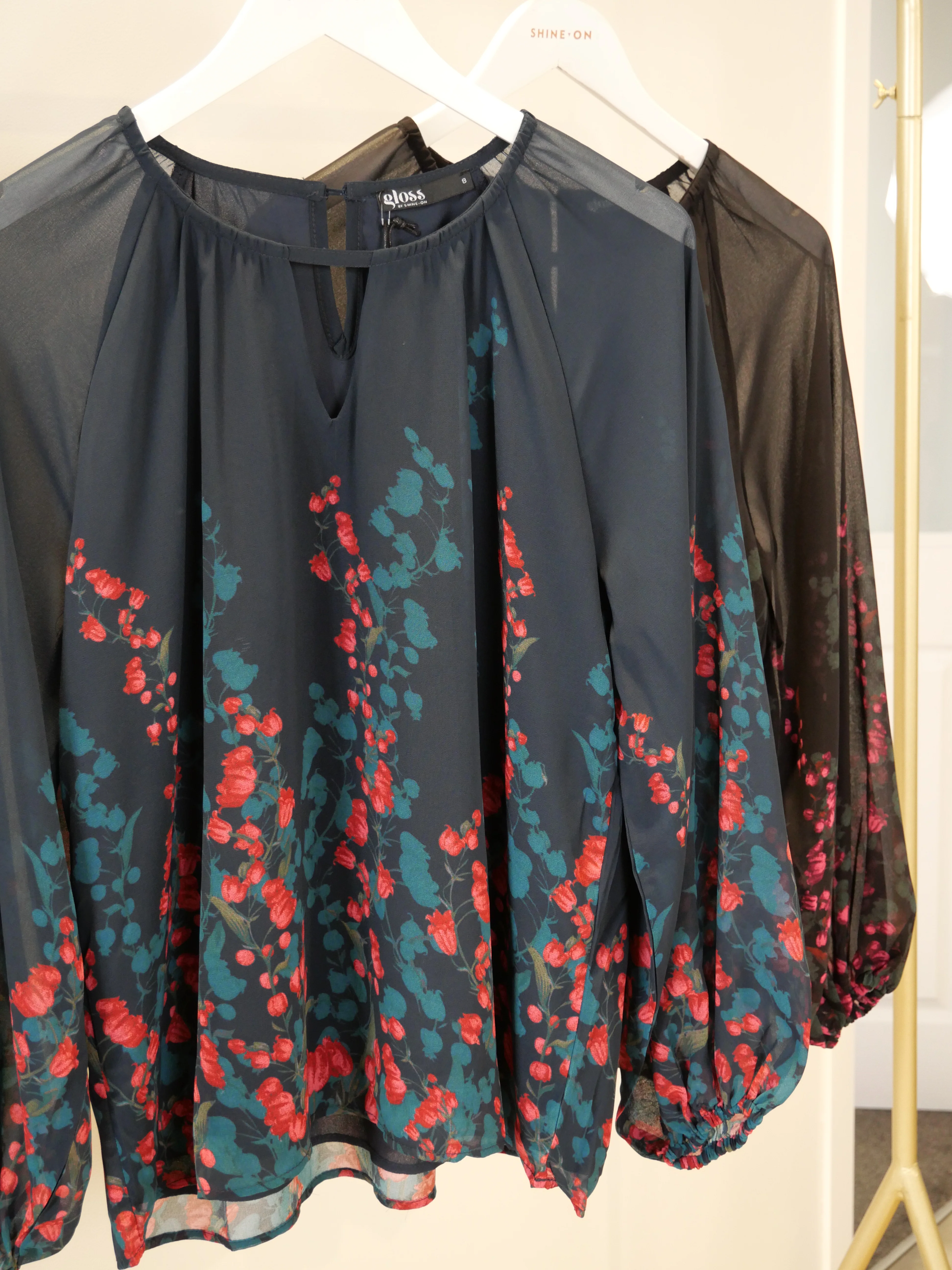 Gloss by Shine Orla Top Foxglove Print Petrol - Image 8