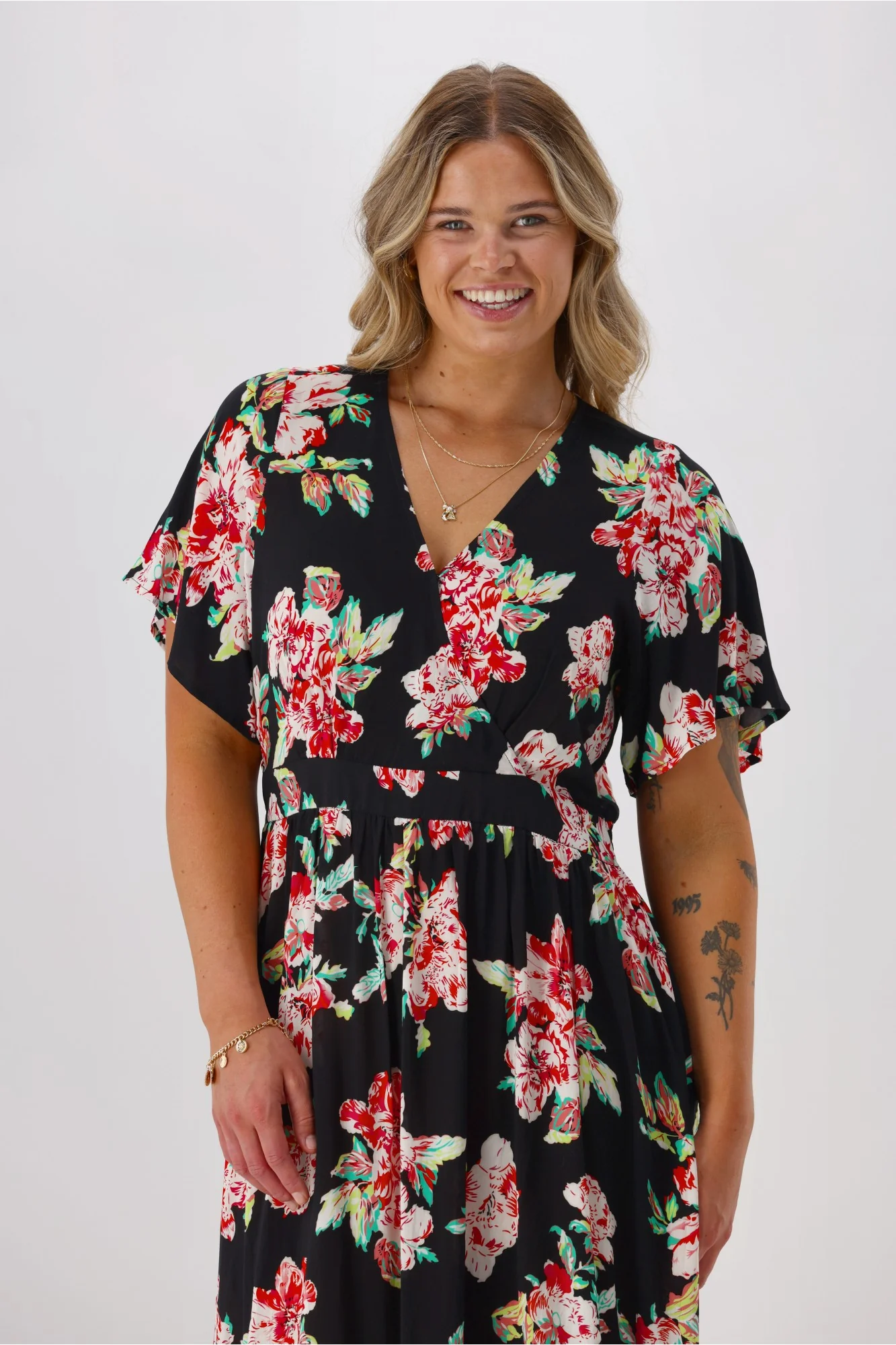 Gloss Tate Mock Wrap Front Dress  Black Floral - Image 2