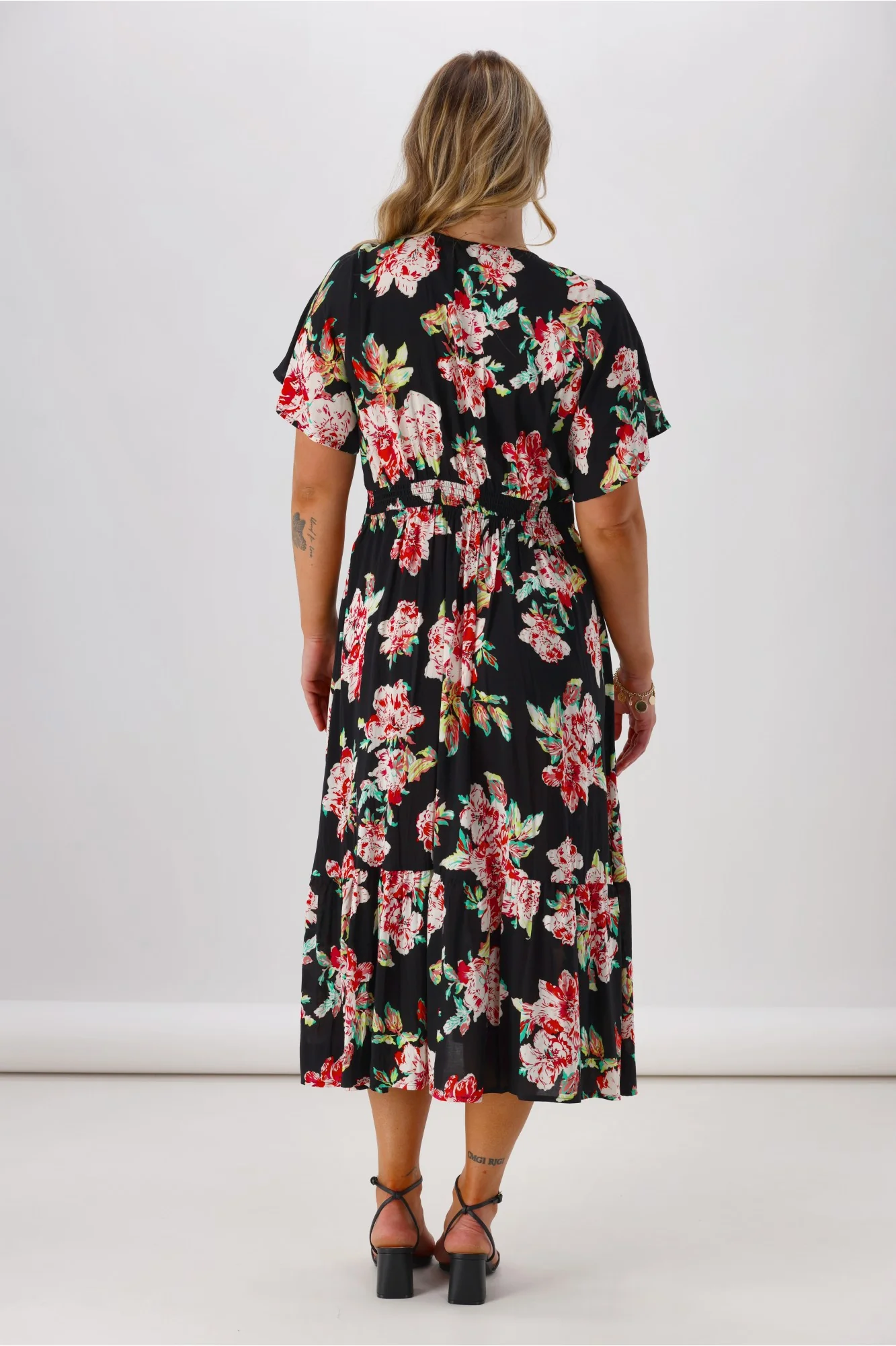 Gloss Tate Mock Wrap Front Dress  Black Floral - Image 6