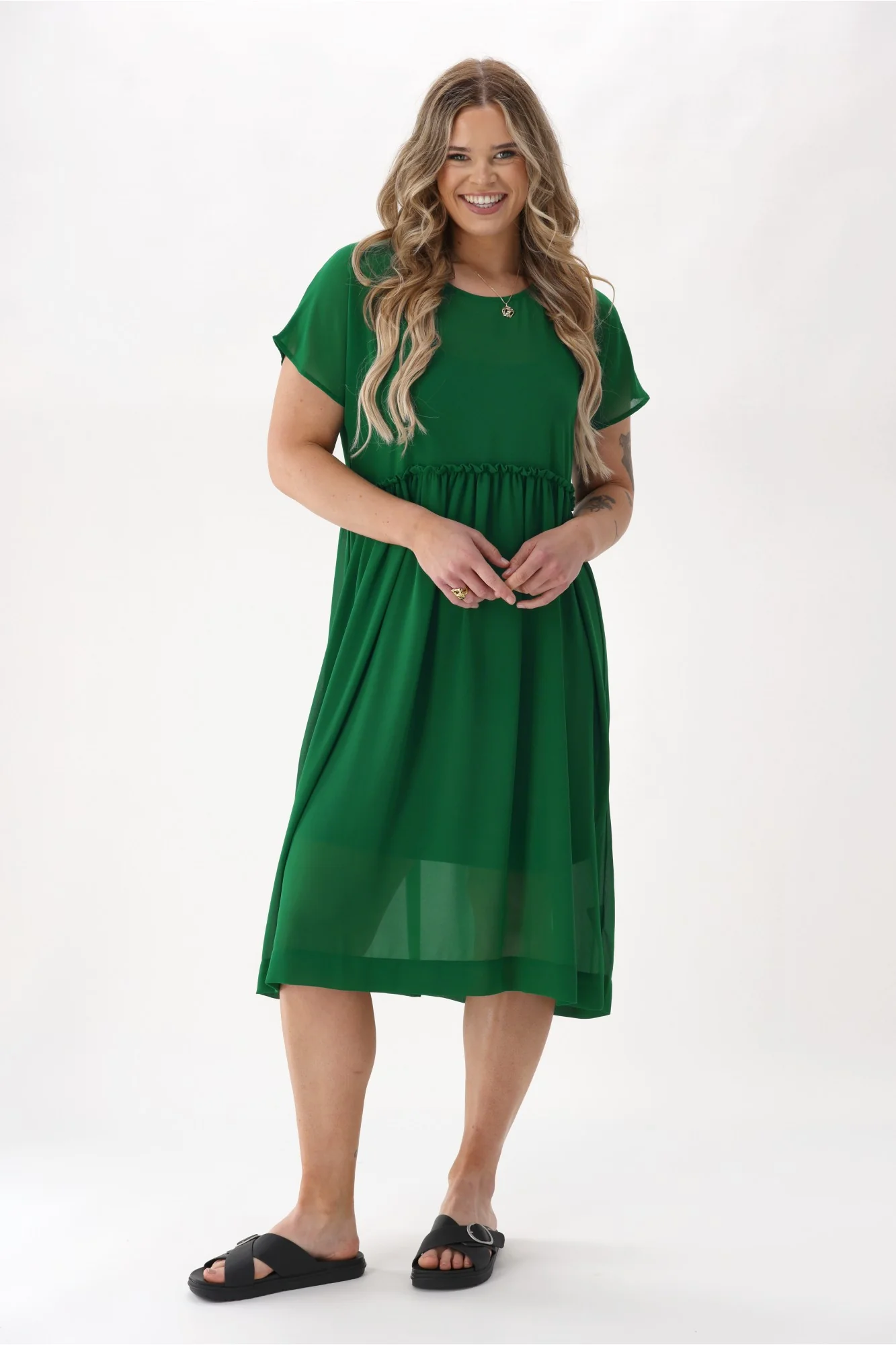 Gloss The Label Amanda Empire Line Chiffon Dress Green - Image 5