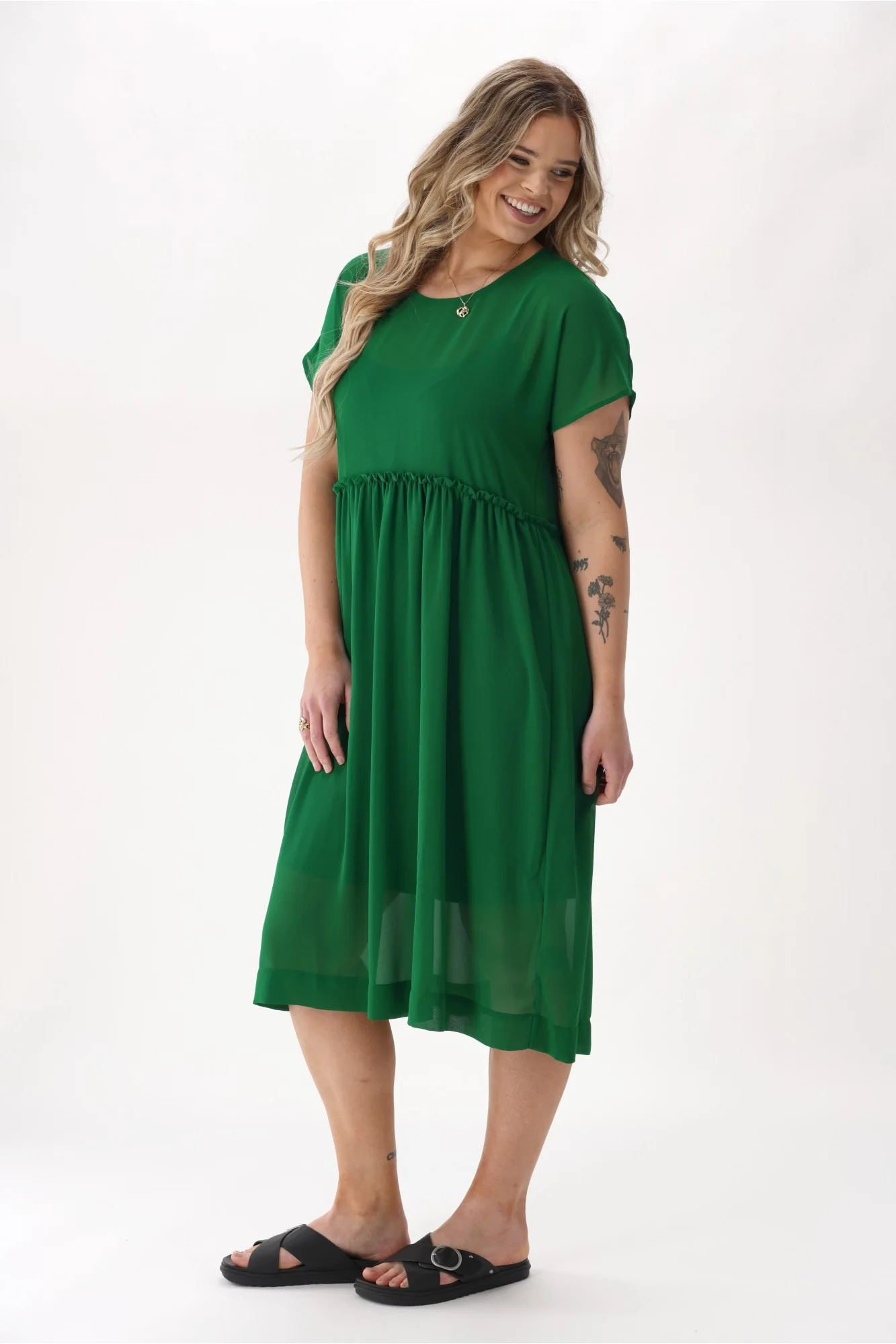 Gloss The Label Amanda Empire Line Chiffon Dress Green - Image 6