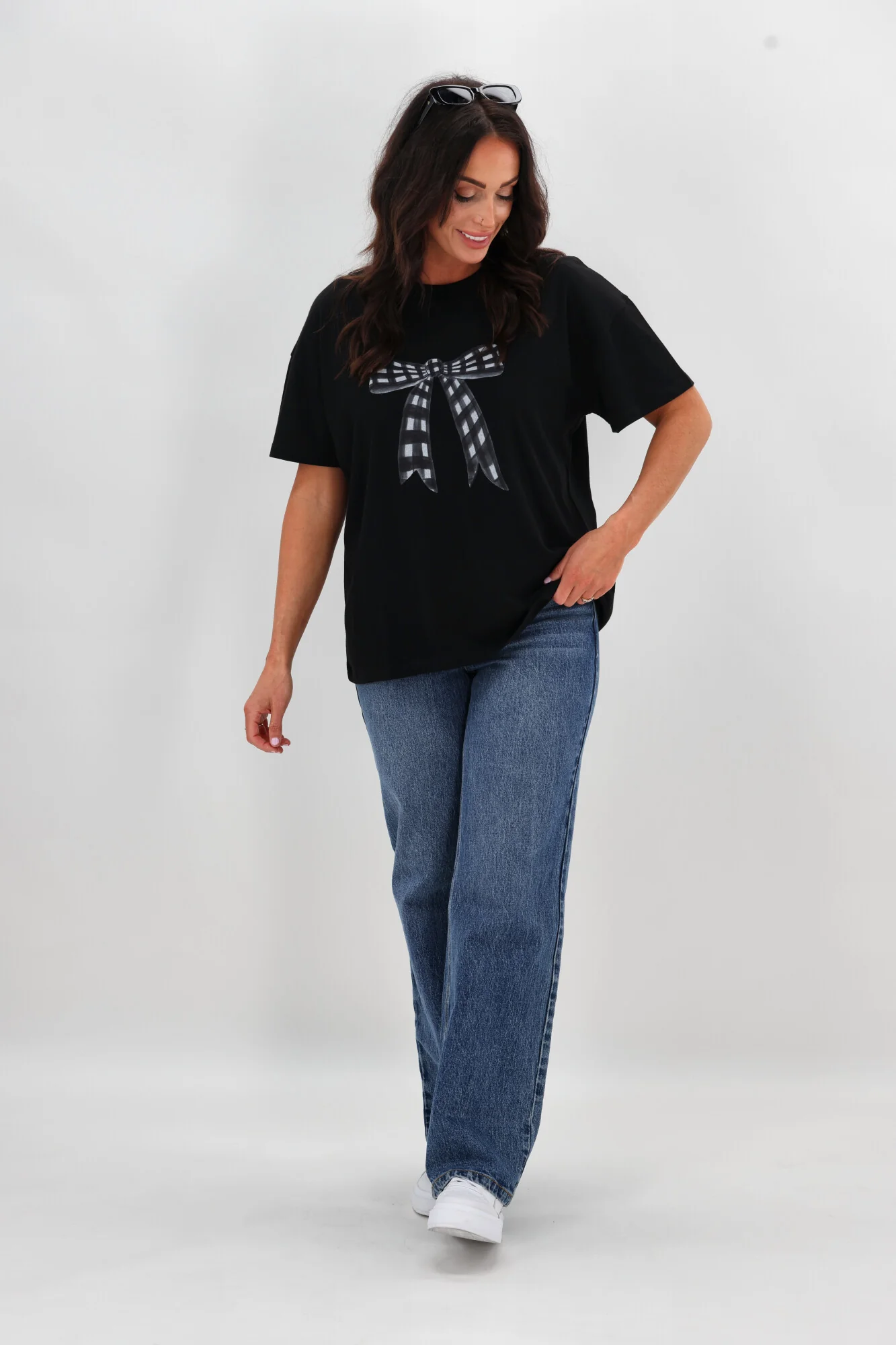 Gloss The Label Berlei Bow Print Tee Black - Image 4