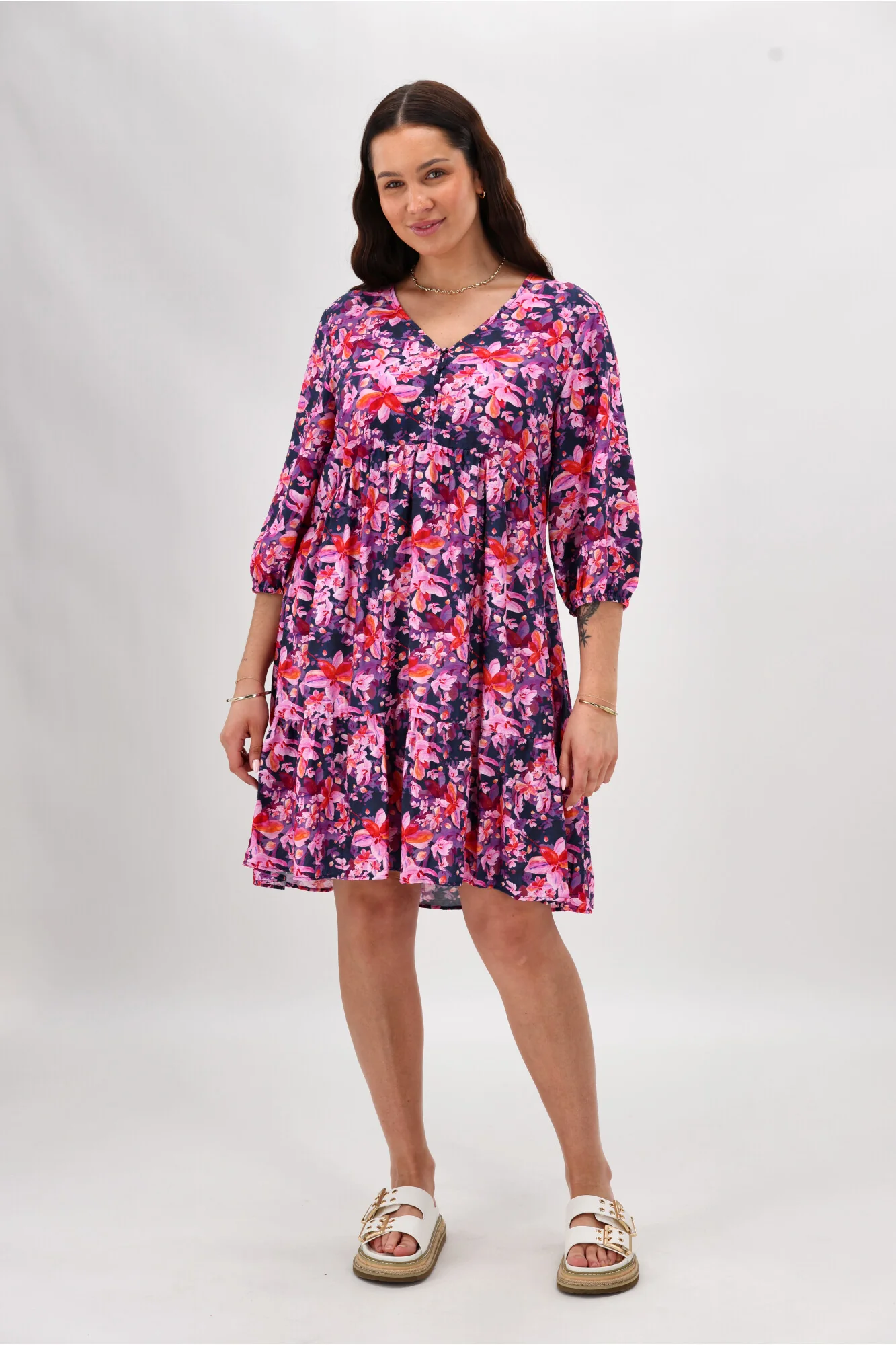 Gloss The Label Braith Empire Line Dress Midnight Floral - Image 6