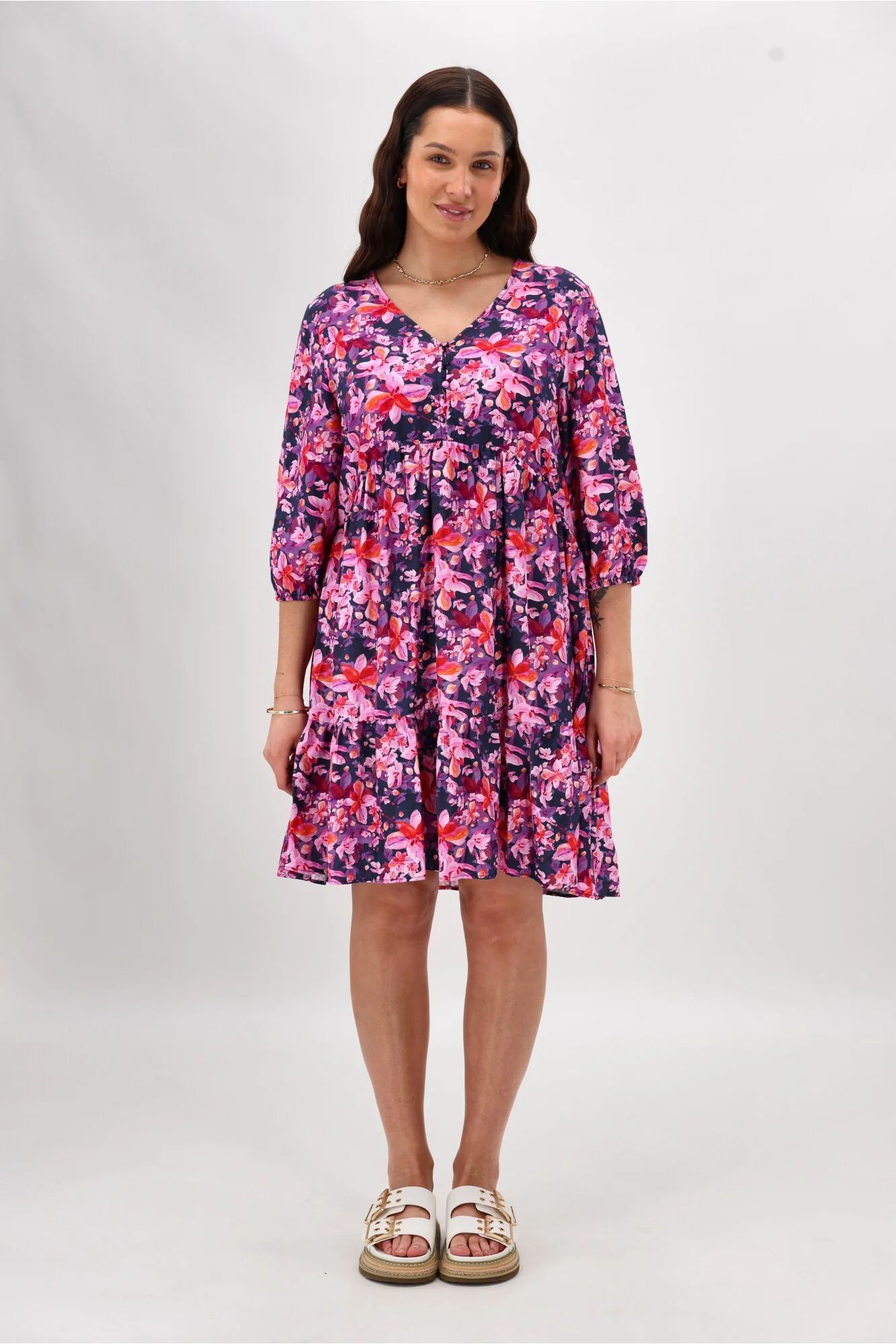 Gloss The Label Braith Empire Line Dress Midnight Floral - Image 7