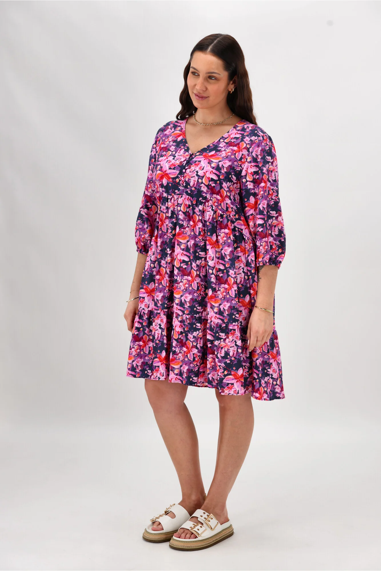 Gloss The Label Braith Empire Line Dress Midnight Floral - Image 8