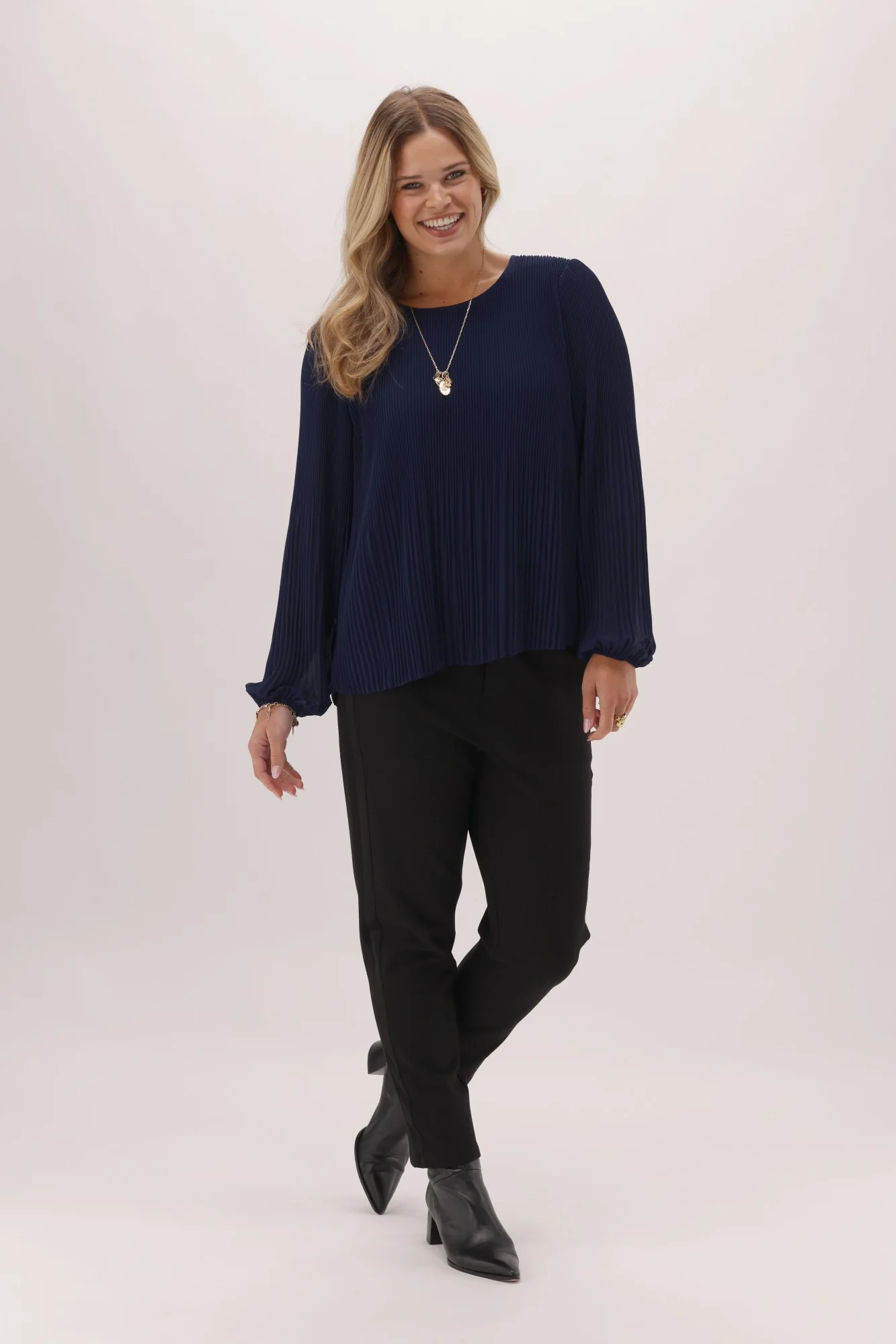 Gloss The Label Byzantine Micro Pleat Top Navy - Image 3