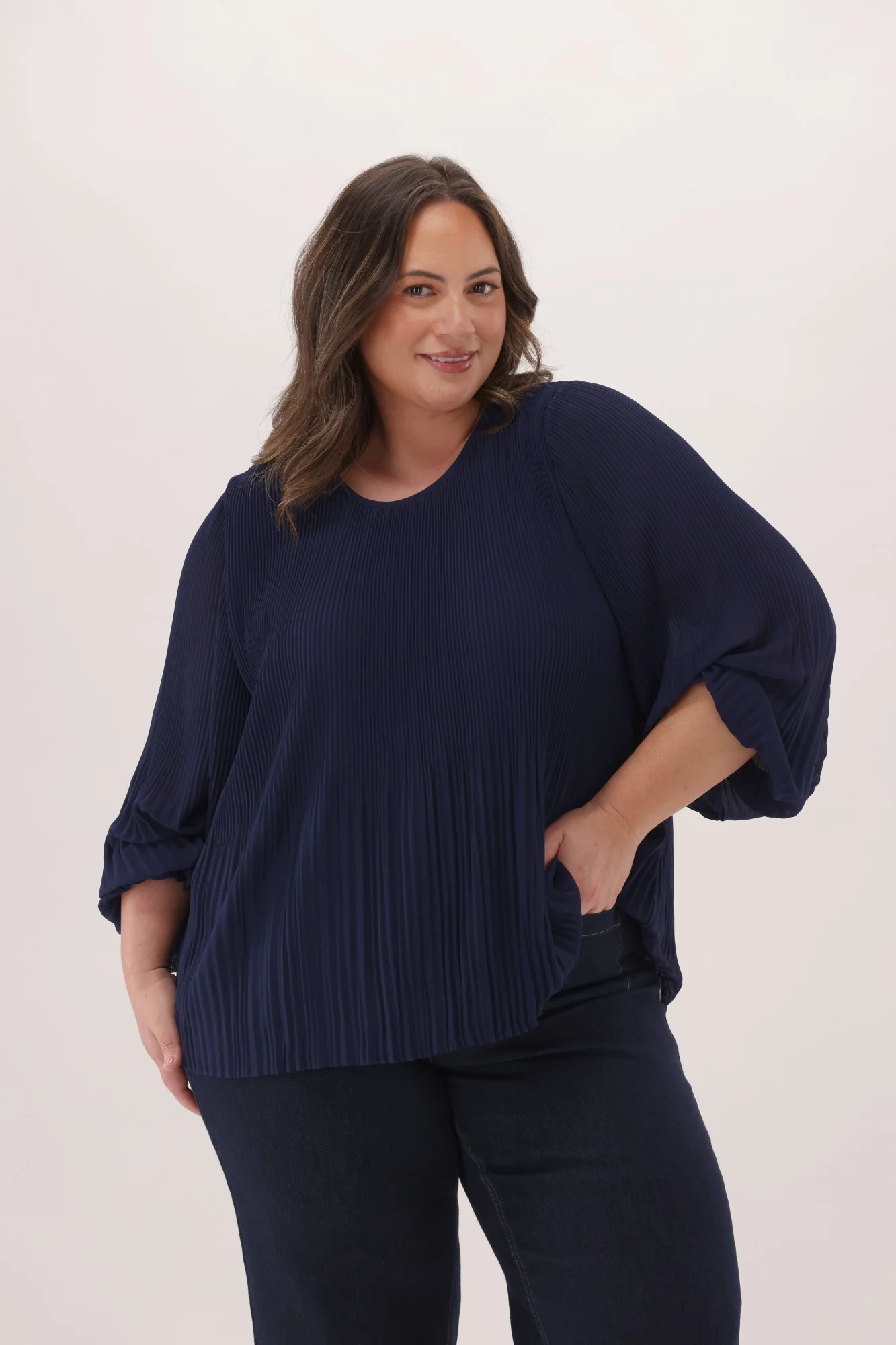 Gloss The Label Byzantine Micro Pleat Top Navy - Image 7