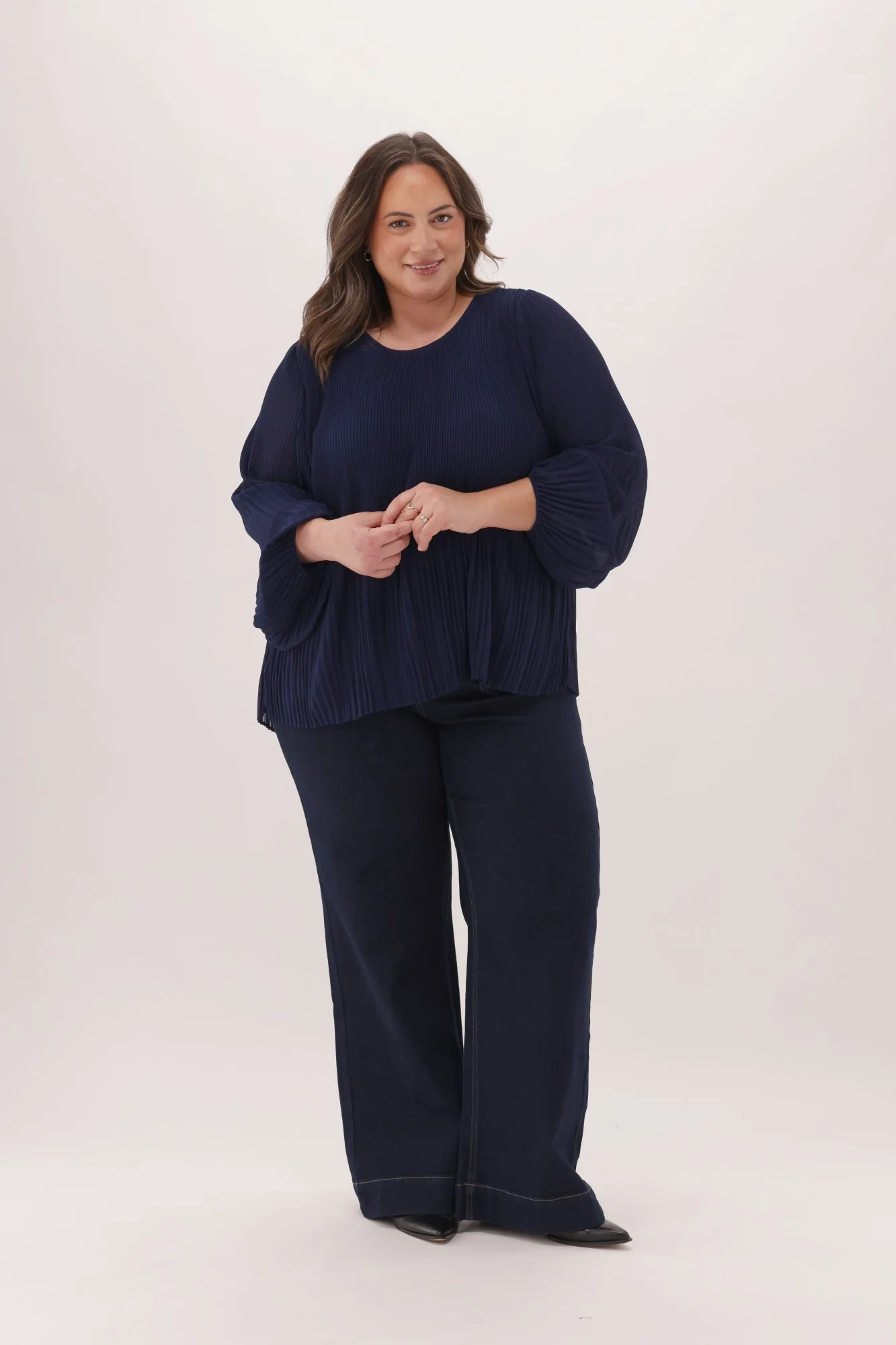 Gloss The Label Byzantine Micro Pleat Top Navy - Image 8