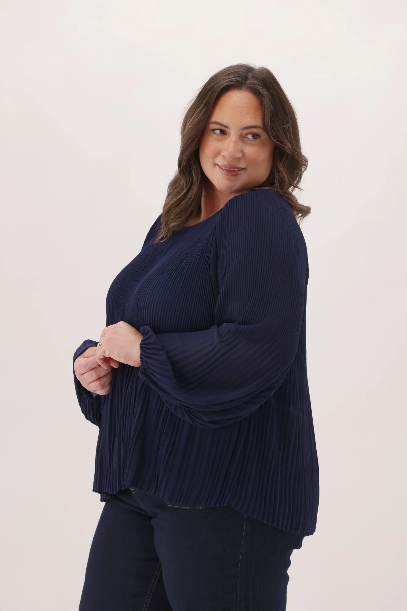 Gloss The Label Byzantine Micro Pleat Top Navy - Image 9