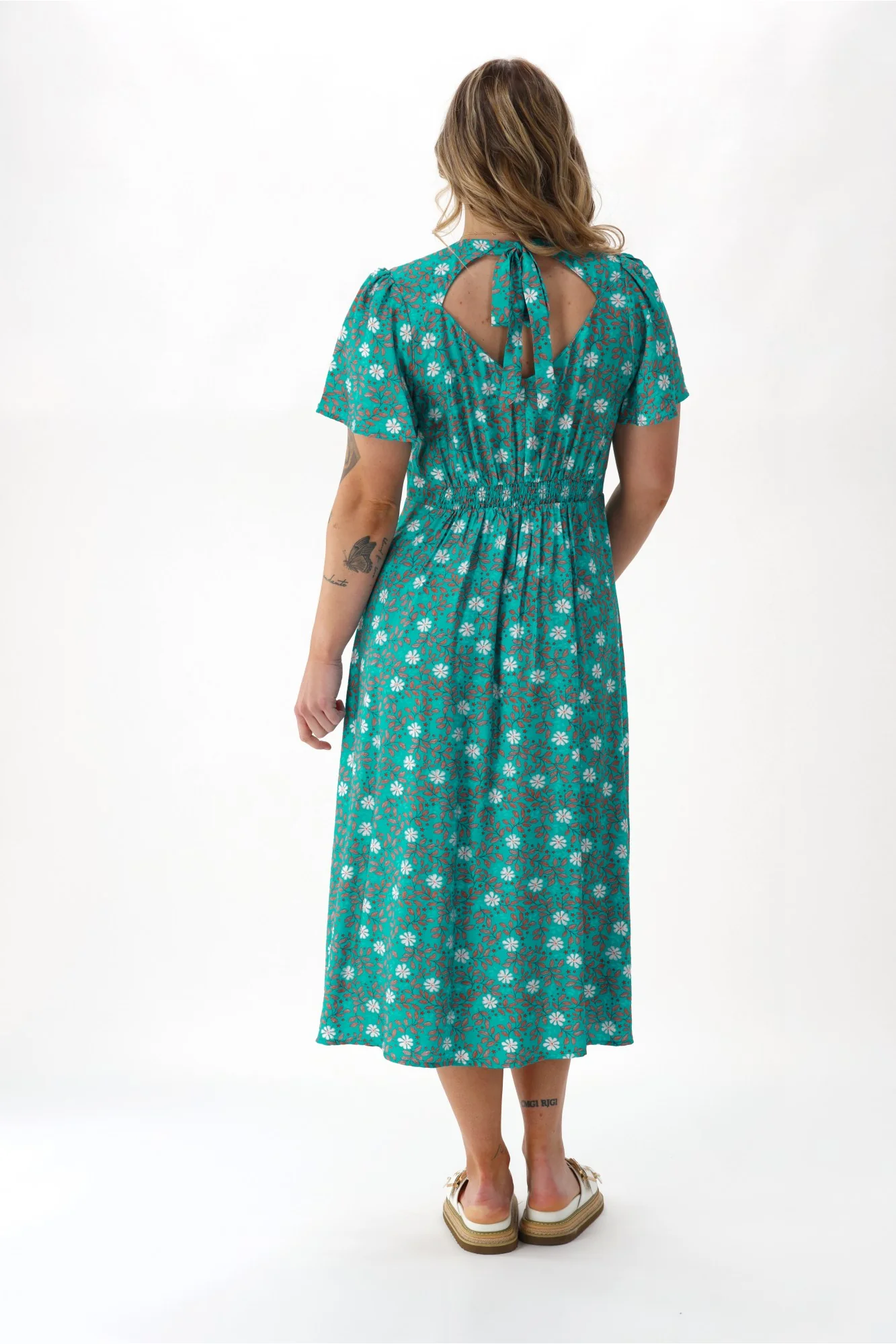 Gloss The Label Cheyenne Flutter Sleeve Dress Turquoise Floral - Image 7