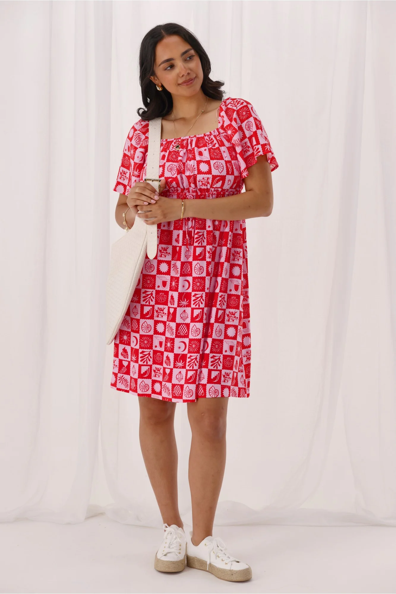 Gloss The Label Coastal Dress Pink Print