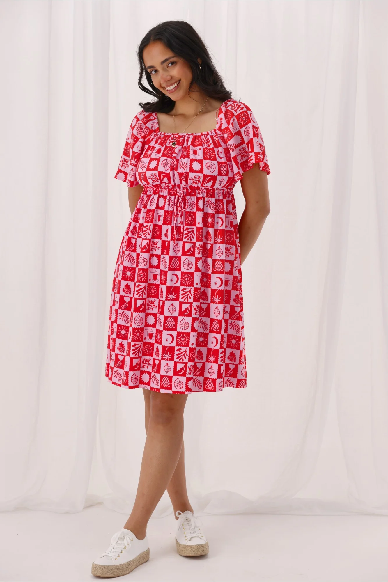 Gloss The Label Coastal Dress Pink Print - Image 2
