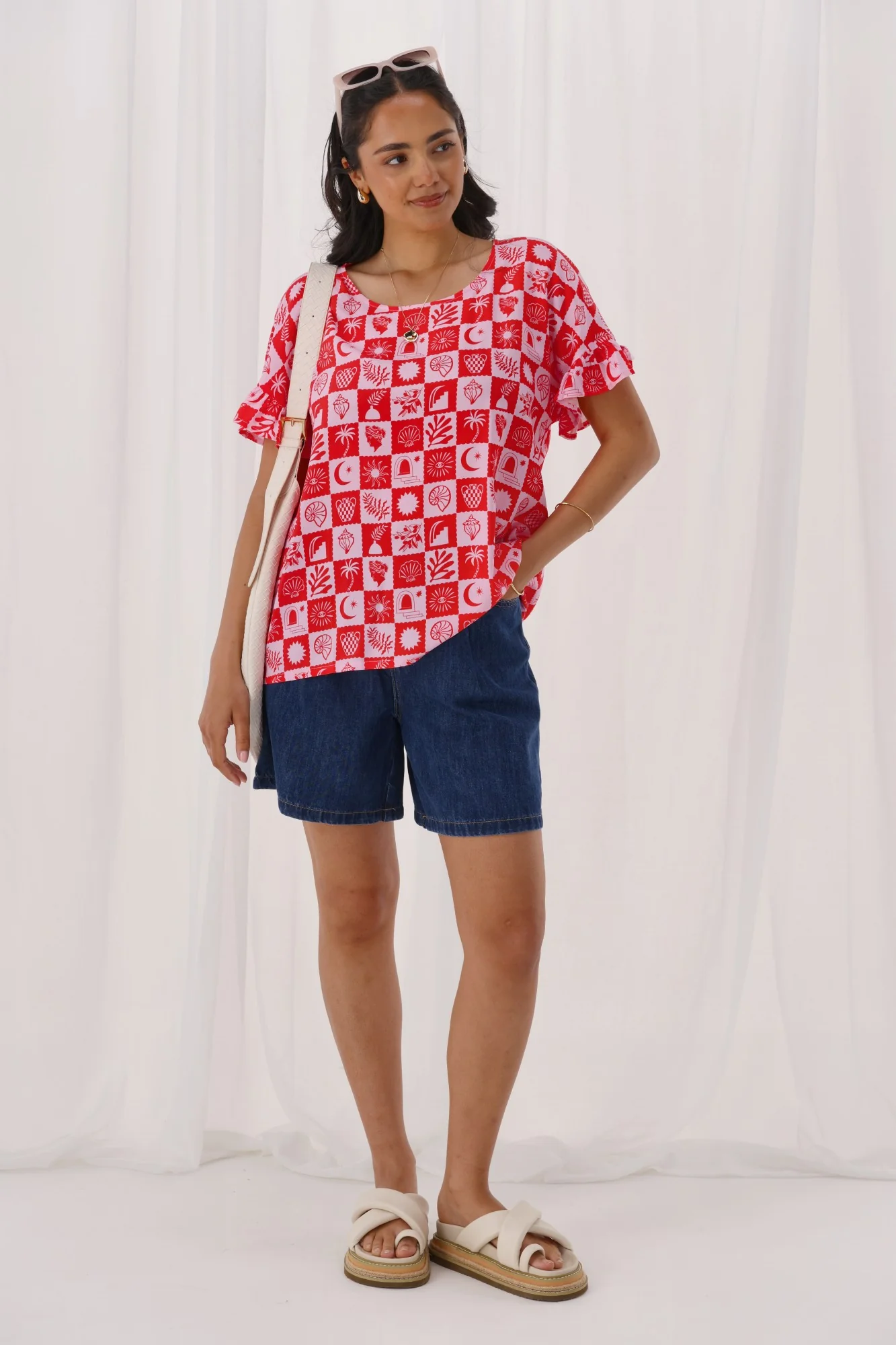 Gloss The Label Coastal Top Pink Print - Image 2