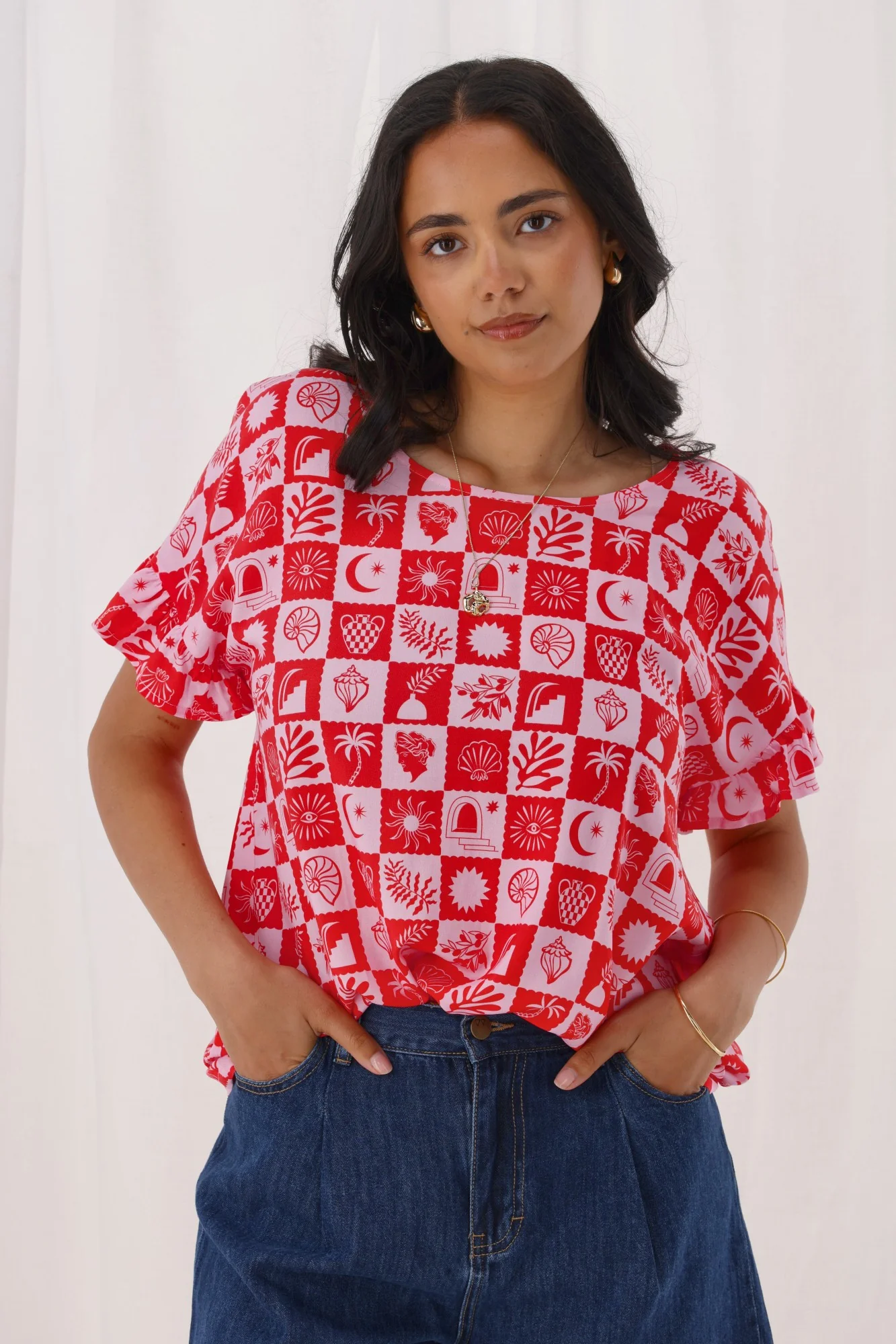 Gloss The Label Coastal Top Pink Print - Image 3