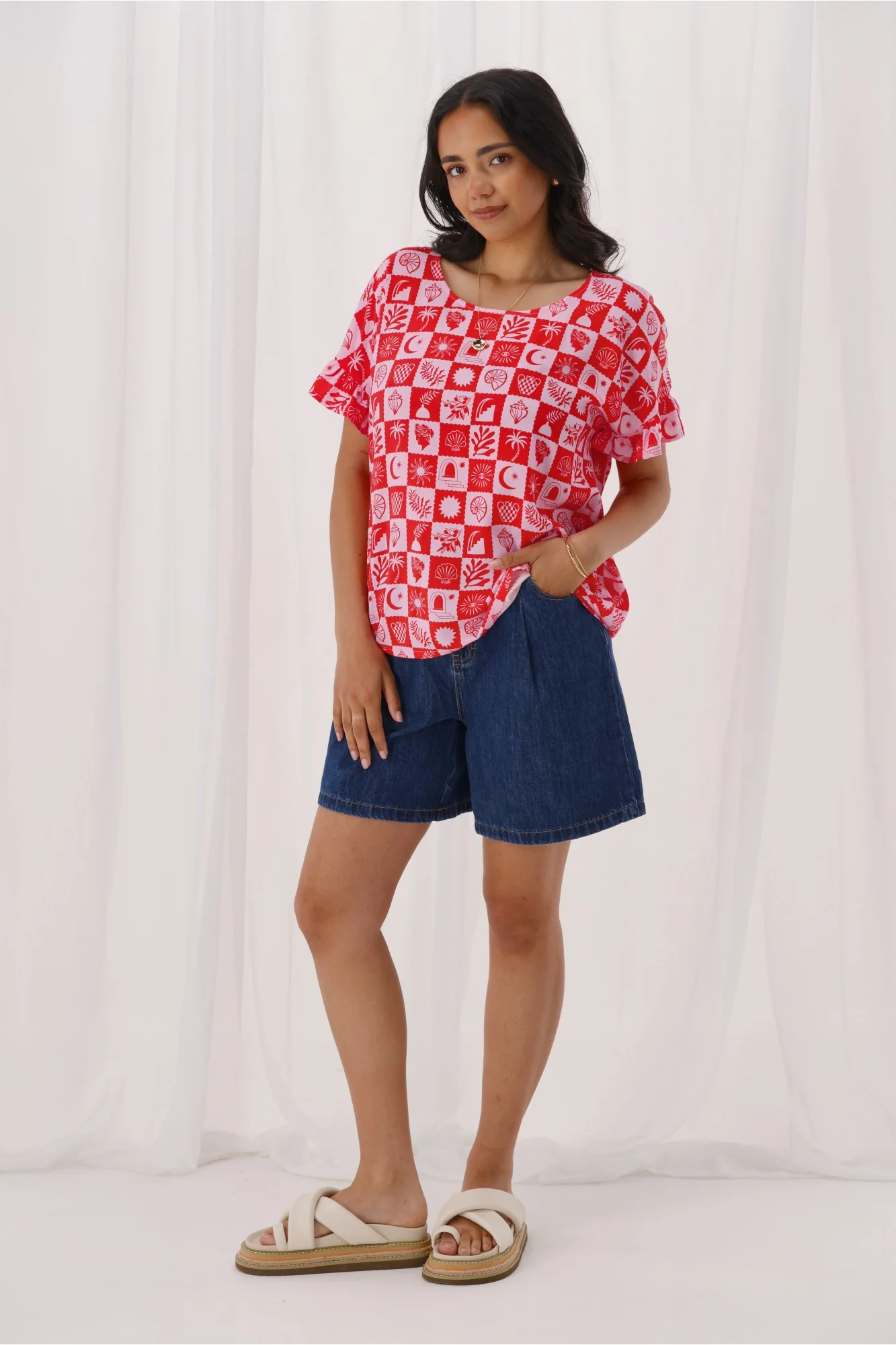 Gloss The Label Coastal Top Pink Print - Image 4