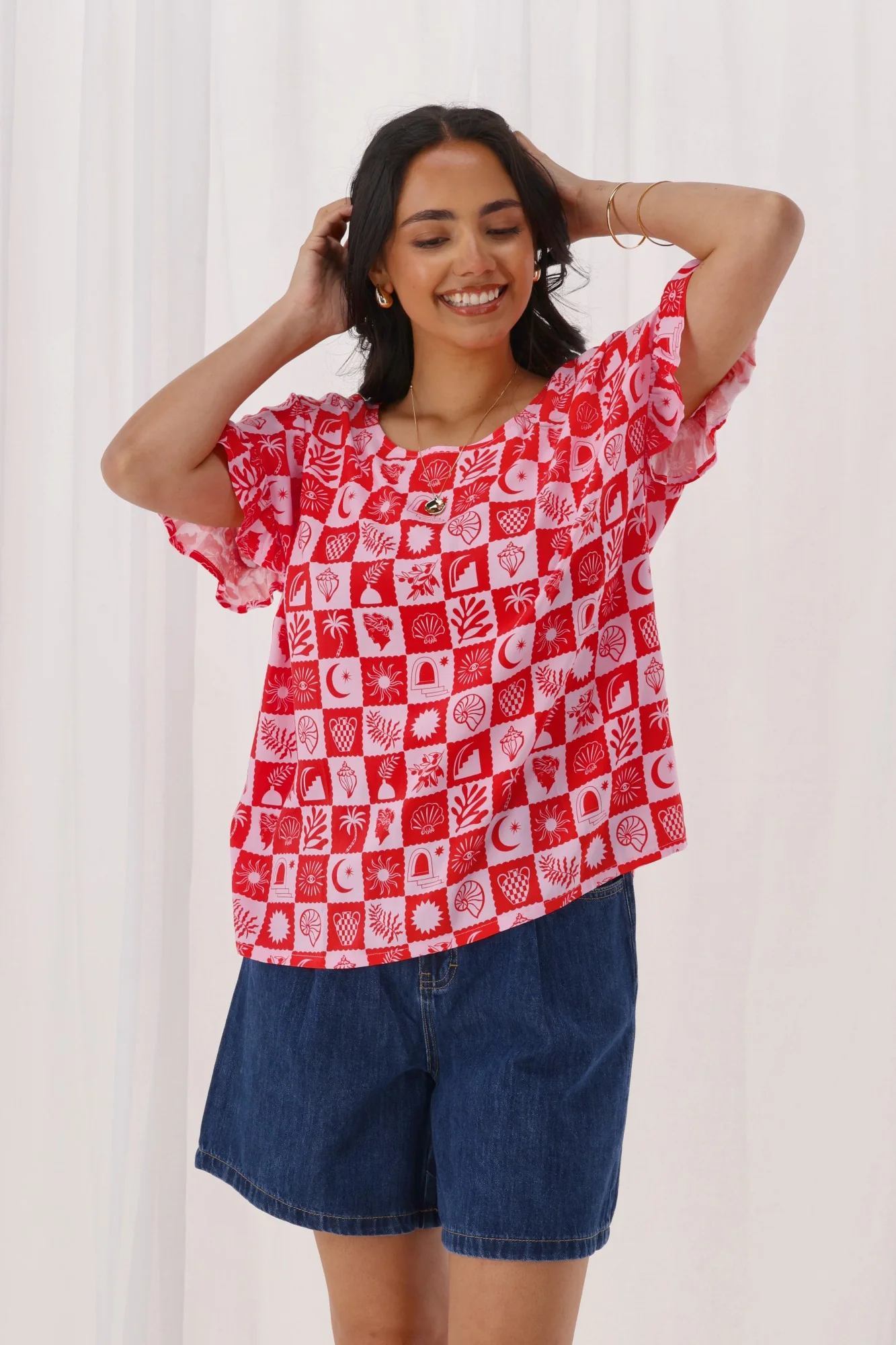 Gloss The Label Coastal Top Pink Print - Image 5